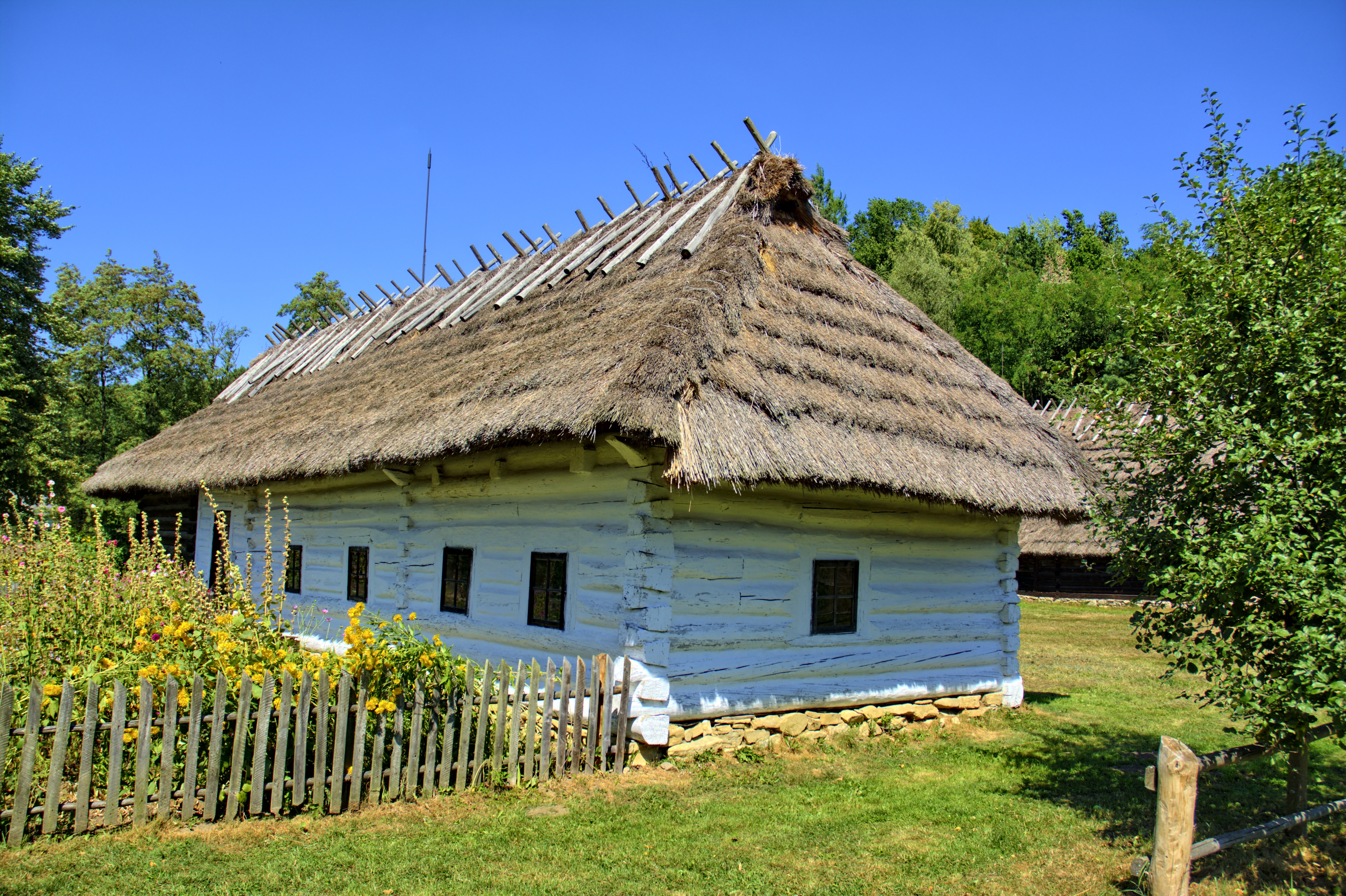 open air museum, old, built structure, land, nature, building, the roof of the, grass, house, poland, the museum, architecture, sanok, plant, clear sky, HD Wallpaper