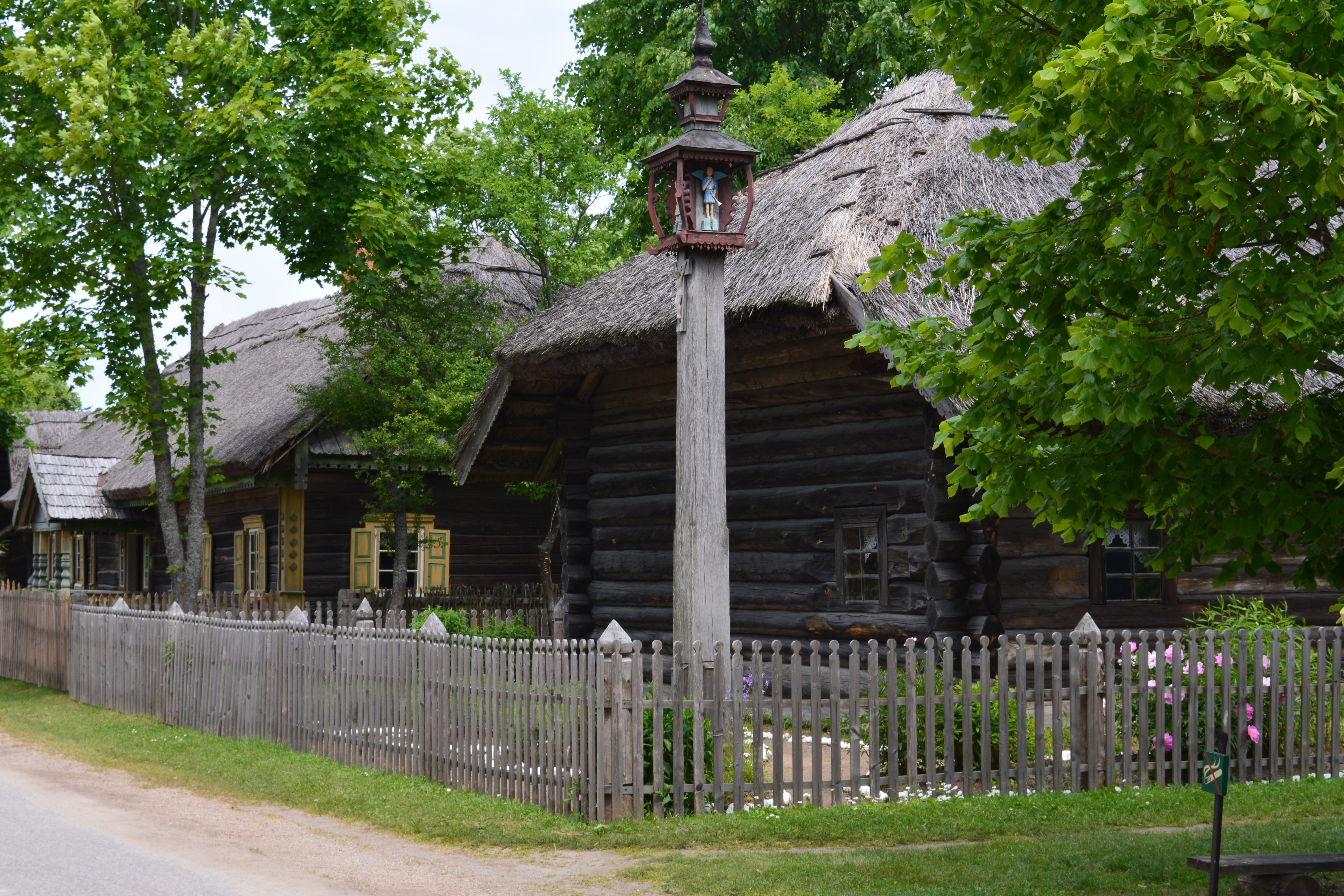 green color, plant, open air museum, building exterior, lithuania, building, village, day, countryside, built structure, tree, boundary, barrier, no people, HD Wallpaper