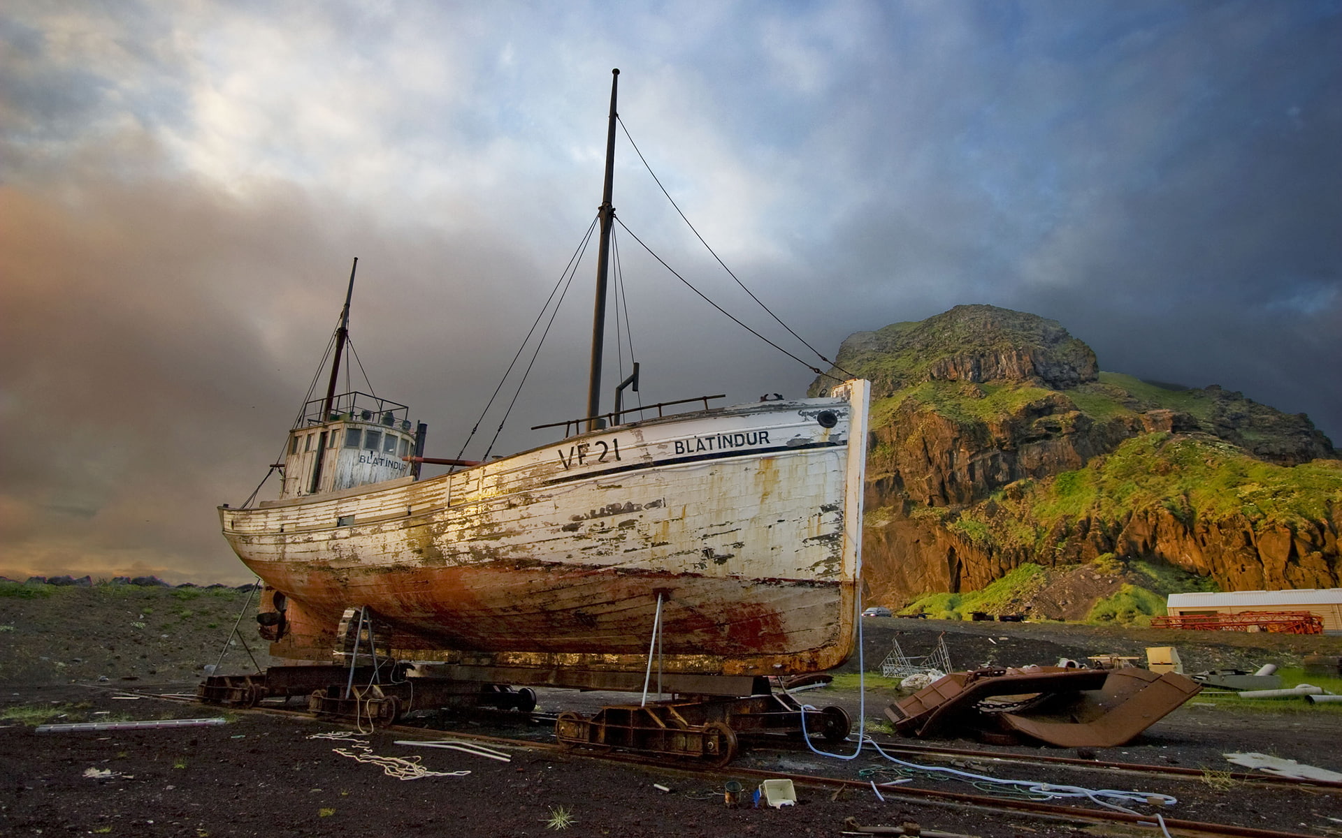 1080P, nature, deserted, abandon, boat, beached, hd, HD Wallpaper