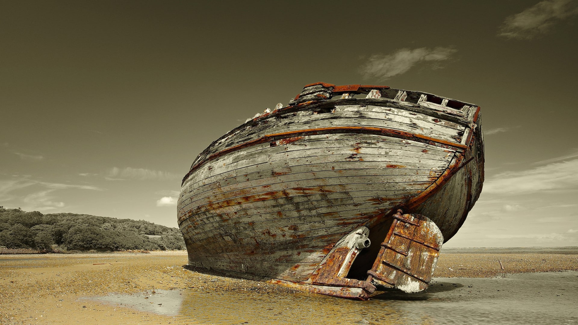 wreck, ship, vehicle, 1080P, HD Wallpaper