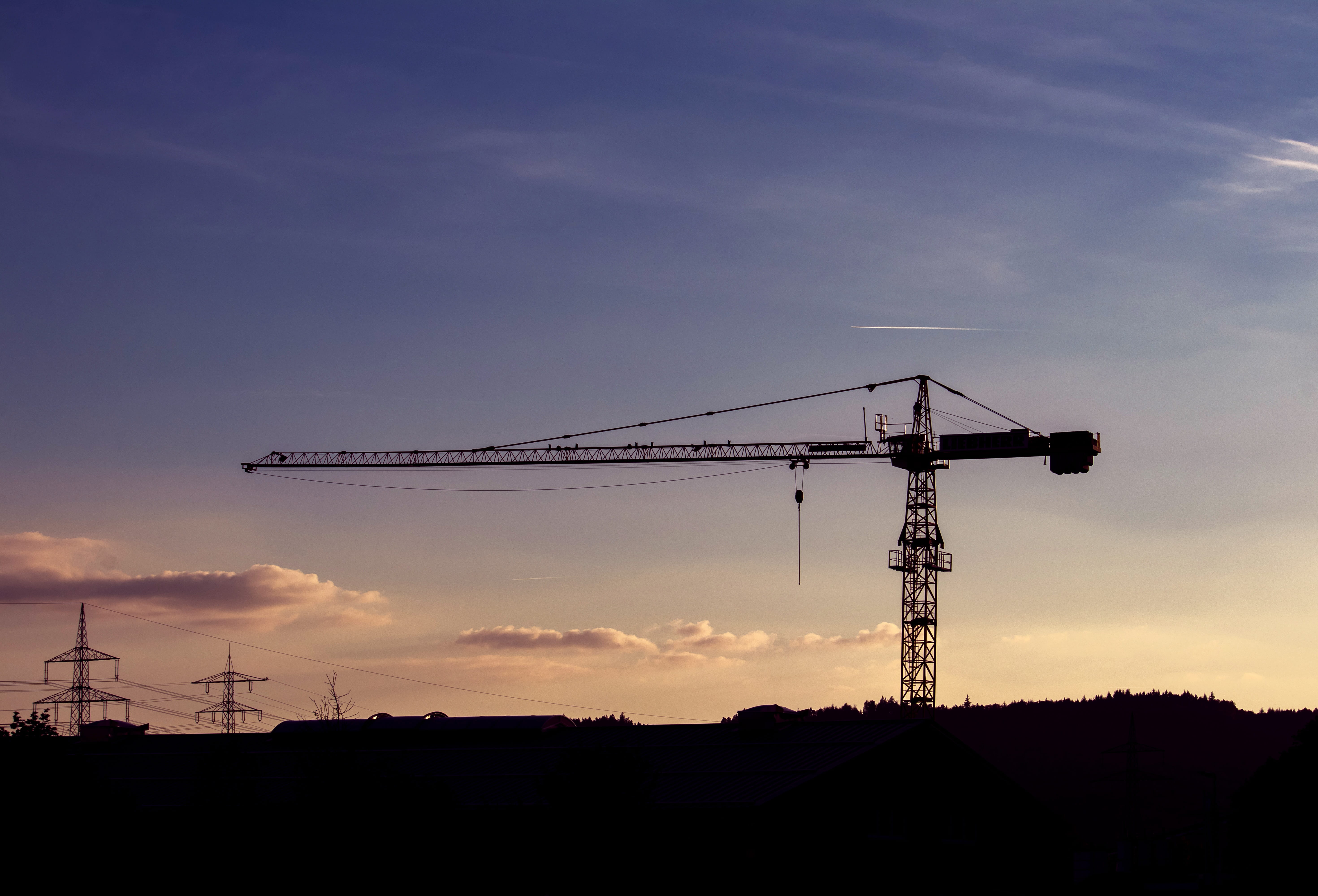 abendstimmung, development, construction site, work, boom, plant, built structure, baukran, architecture, high, construction equipment, industry, outdoors, HD Wallpaper