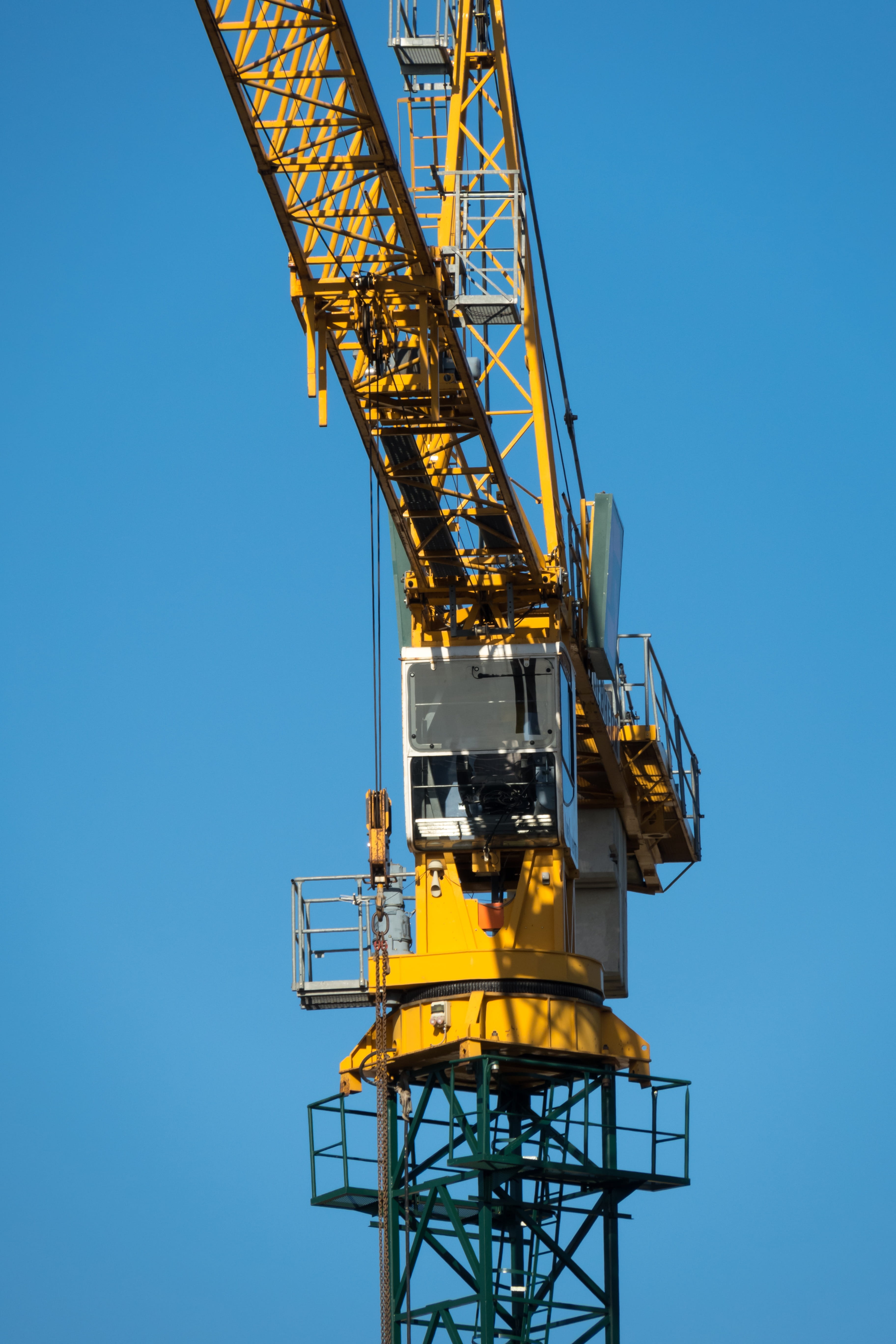 architecture, outdoors, construction equipment, load crane, work, construction site, crane cab, clear sky, construction machinery, industrial equipment, Phone HD Wallpaper