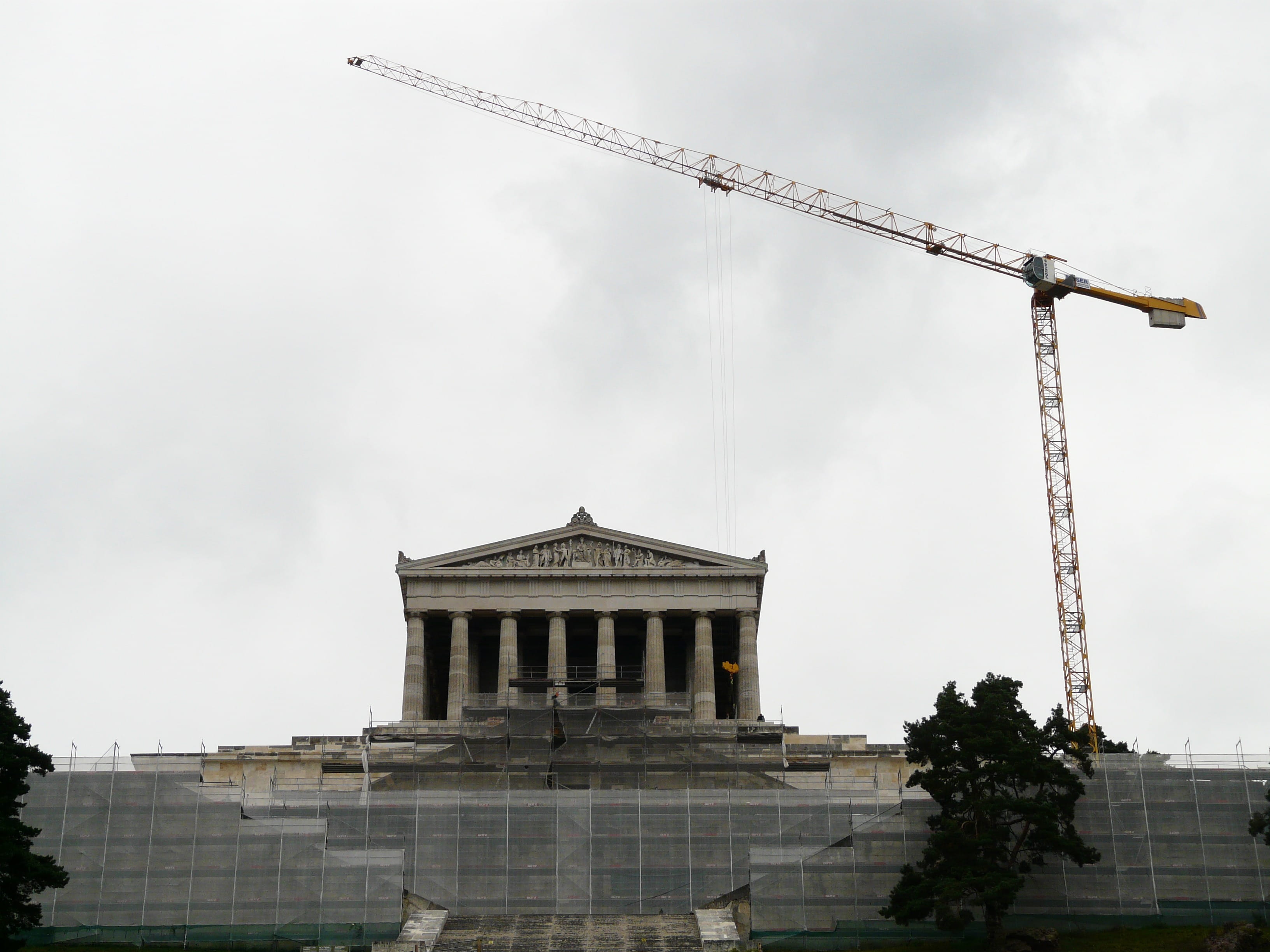 building, incomplete, danube, low angle view, travel, building exterior, memorial, donaustauf, hall of the fallen, day, Walhalla, crane, site, columnar, HD Wallpaper