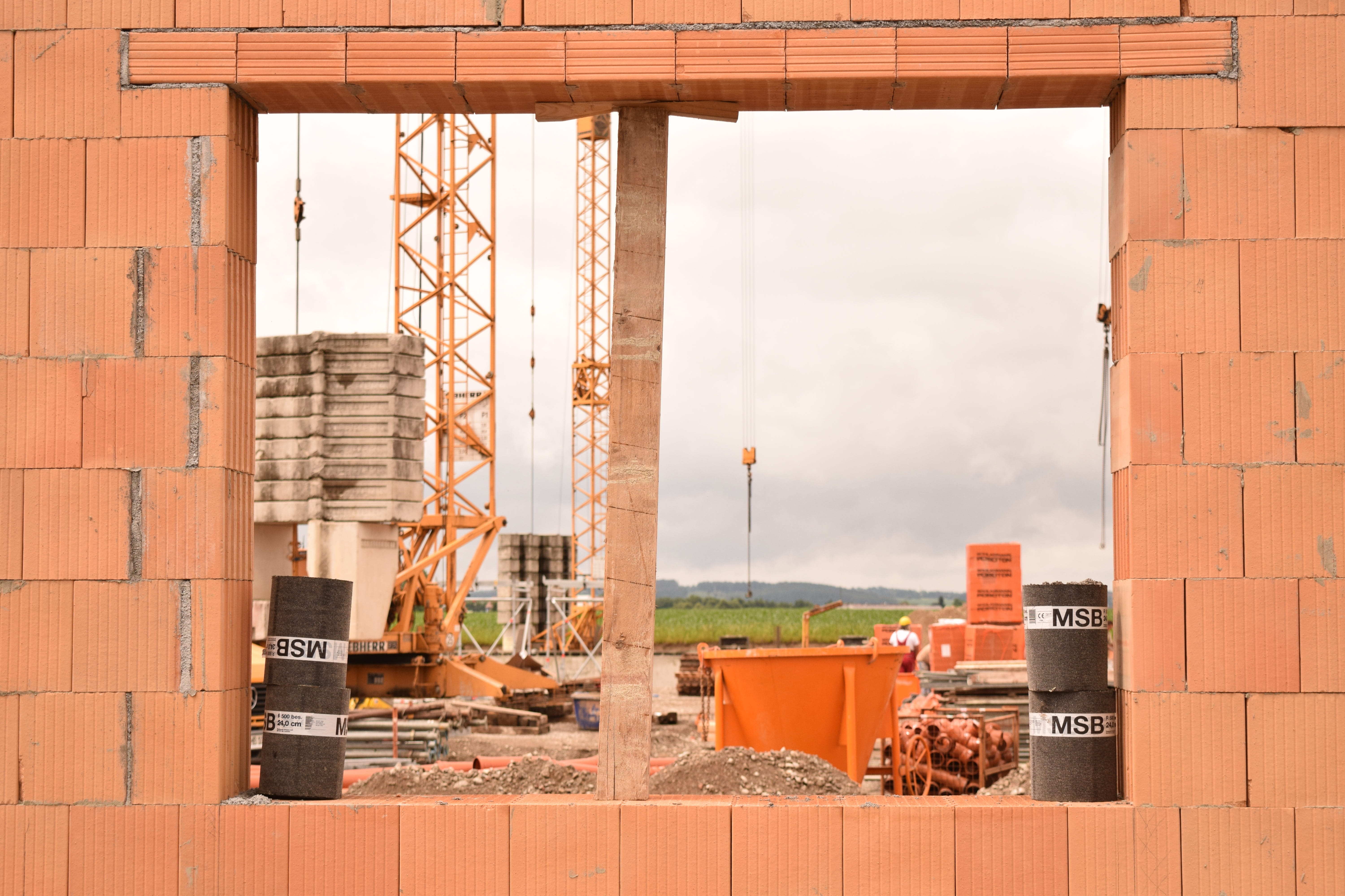 city, concrete, sky, no people, built structure, photo, day, architecture, brick wall, craft, construction industry, connection, brick, site, steel, house construction, HD Wallpaper