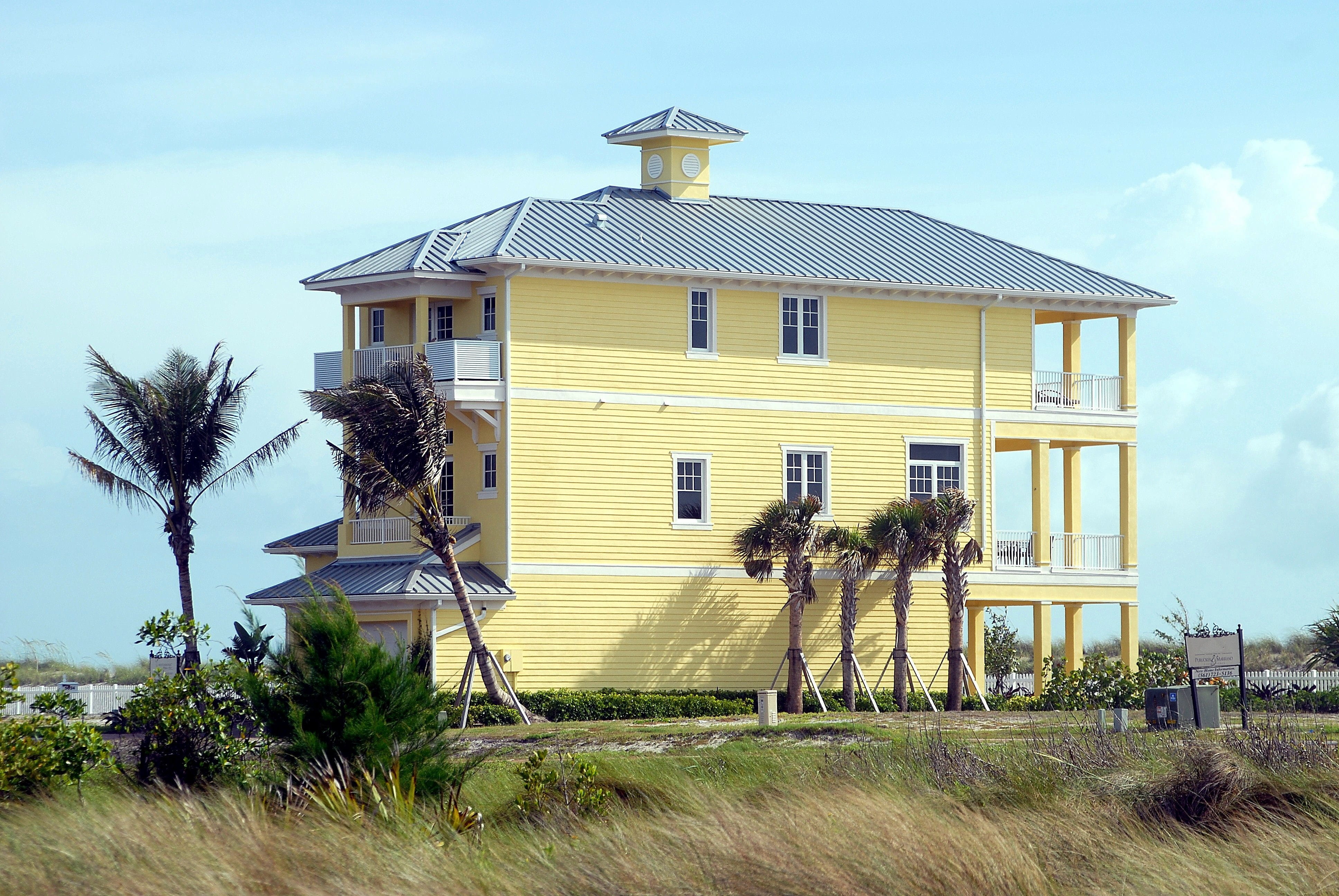 nature, Home, for sale, ocean, multi family, new, luxury, palm tree, yellow, land, property, tropical weather, residential Building, beach home, industry, HD Wallpaper