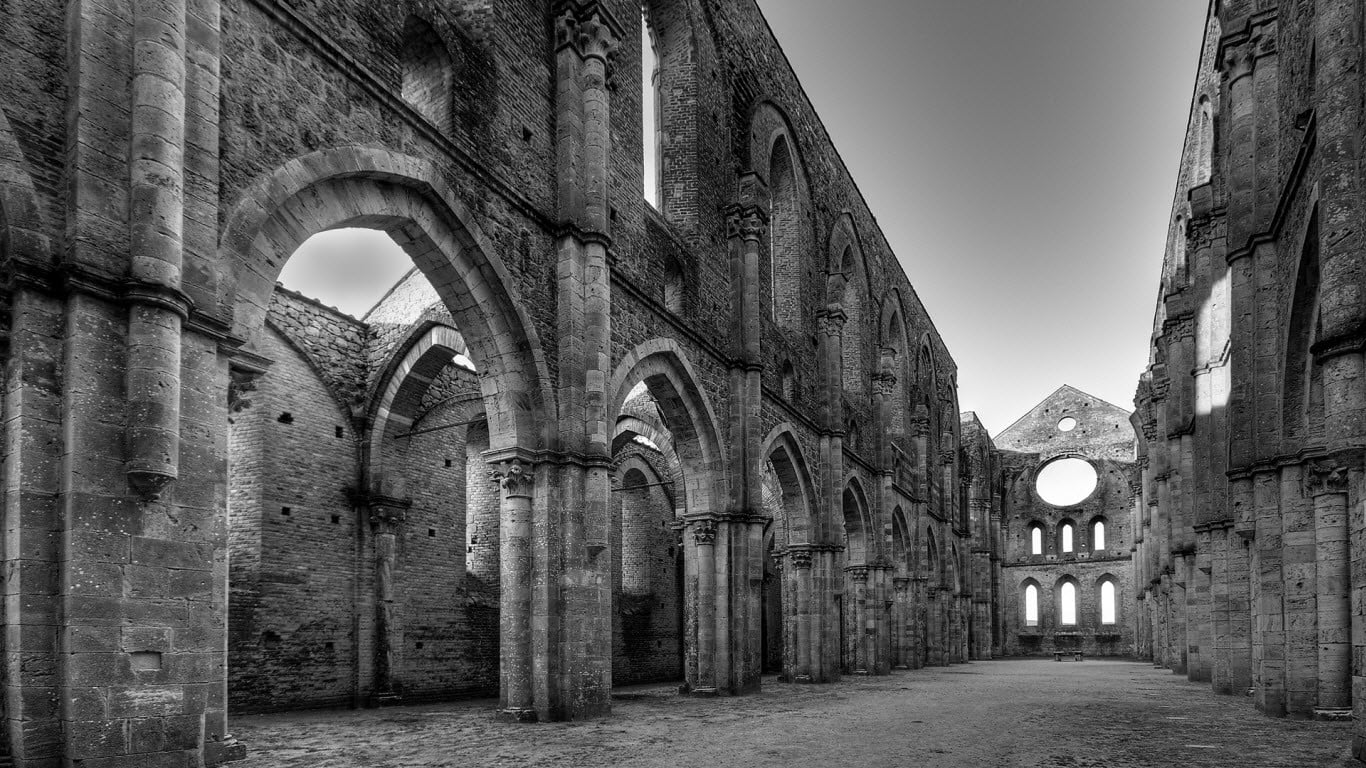 ruins, medieval, illuminated, arch, outdoors, the way forward, gray, concrete, electric lamp, colonnade, travel destinations, architectural column, old, HD Wallpaper