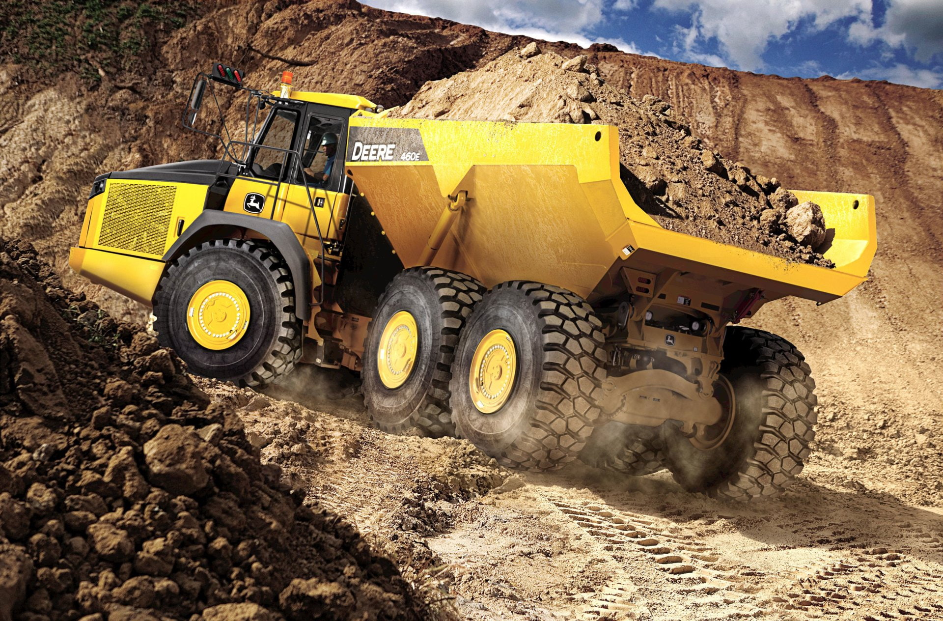1080P, Dump Truck, John Deere 460E, Vehicles, HD Wallpaper