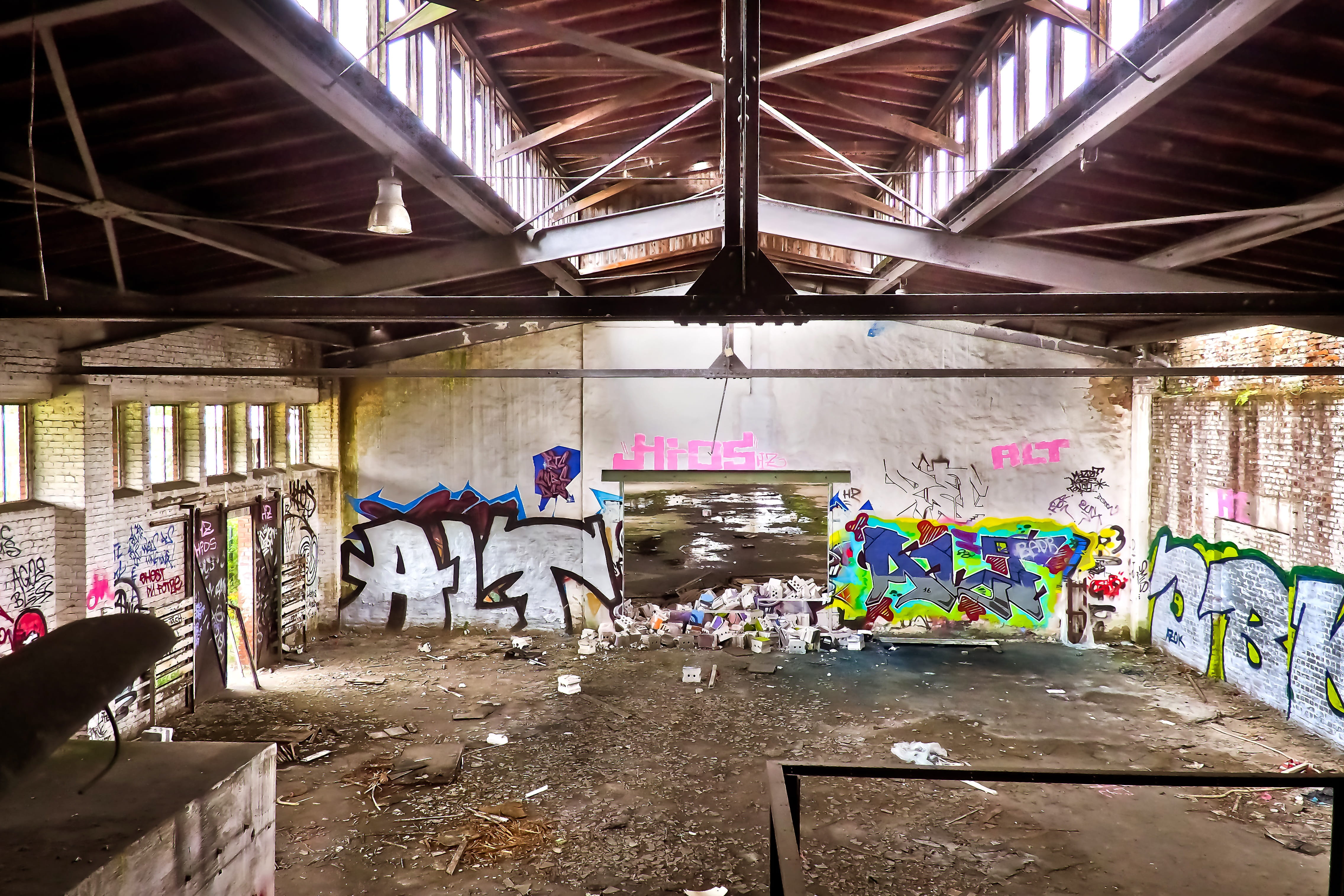 ceiling, railway station, real people, dilapidated, factory, neglected, passed, weird, human representation, only men, adult, male likeness, window, architecture, HD Wallpaper