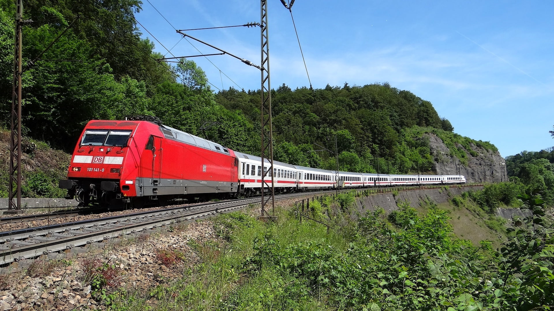 outdoors, day, public transportation, cable, connection, br 101, rail transportation, motion, railroad Station Platform, no people, mode of Transport, nature, HD Wallpaper