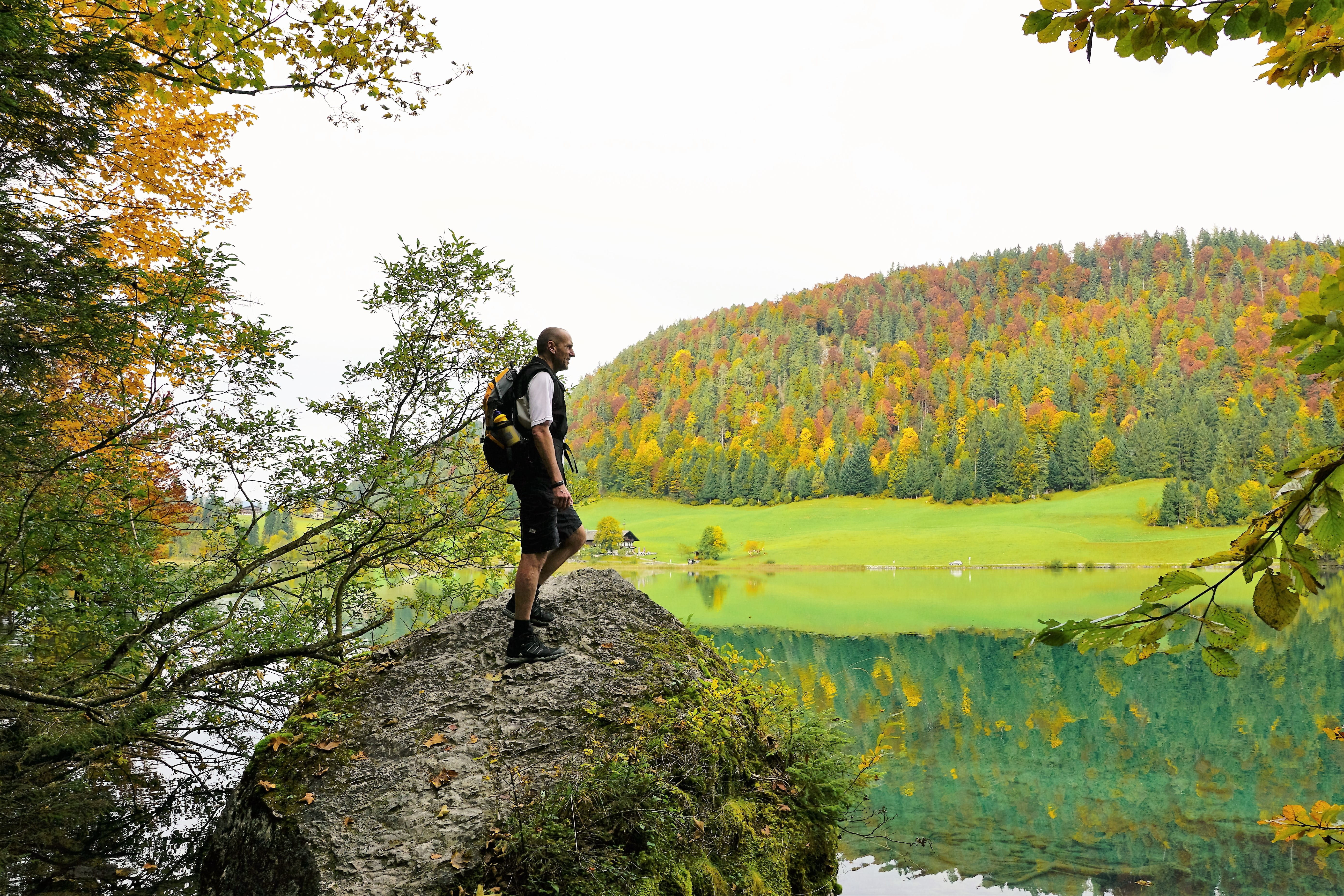 outdoors, lake, clouds, mood, hiking, snow, mountain lake, stanglwirt, man, landscape, sport, tranquility, standing, activity, looking at view, luck, hintersteinersee lake, HD Wallpaper