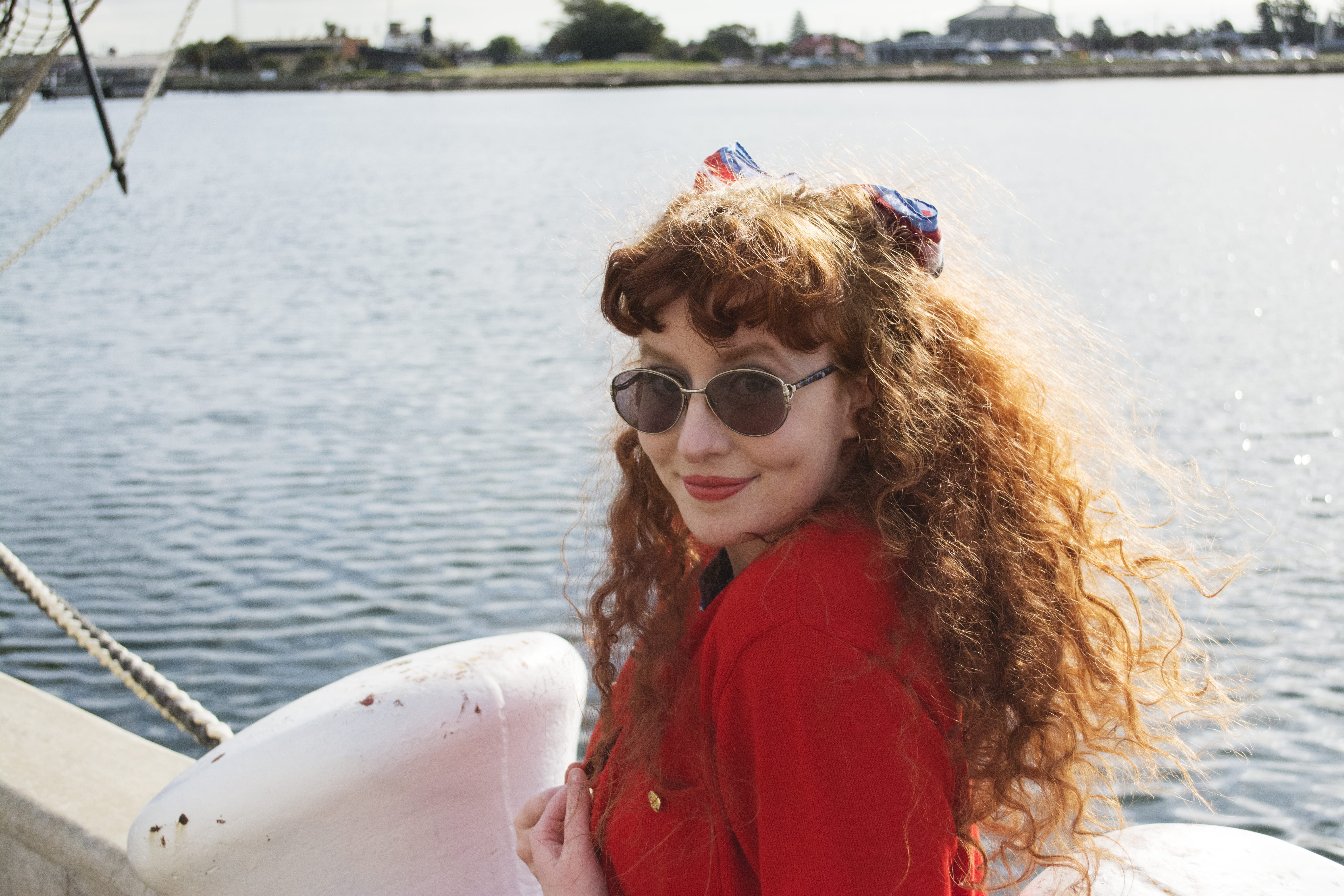curly, port adelaide, portrait, 5K, glasses, water, sunglasses, day, nautical, fashion, woman, leisure activity, outdoors, looking at camera, lifestyles, HD Wallpaper