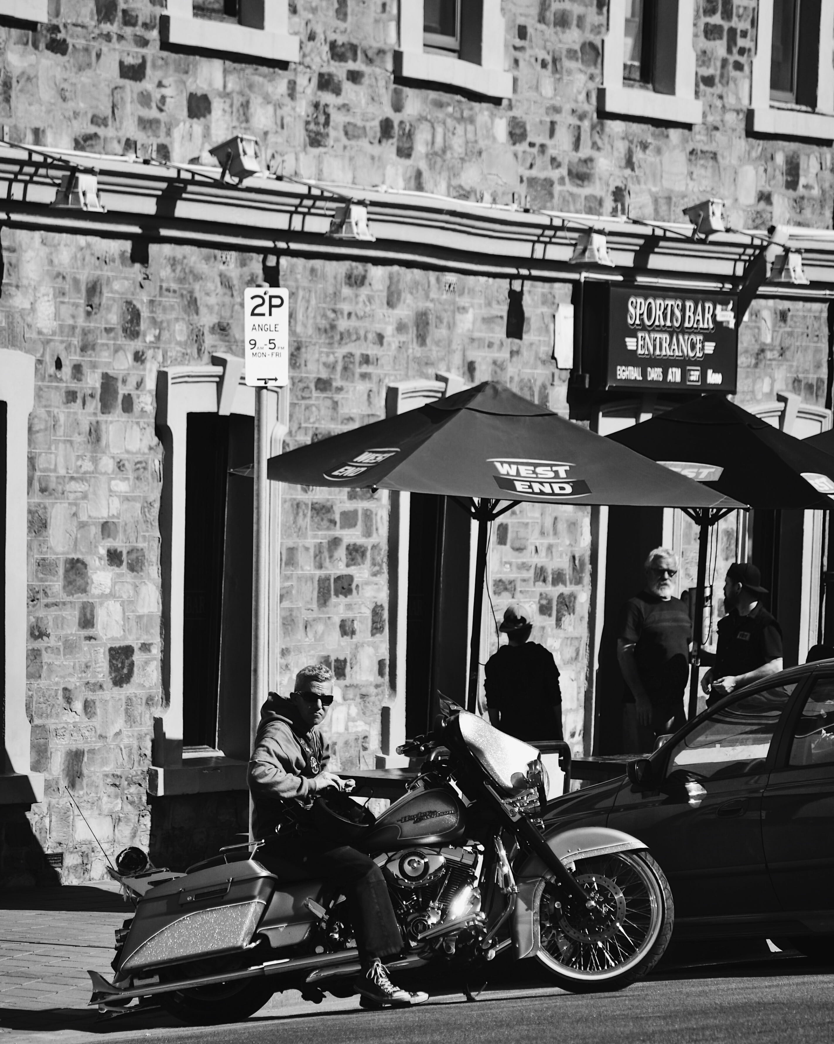 built structure, black and white, day, south australia, cool ride, city, port adelaide, lifestyles, outdoors, architecture, harley davidson, car, itsportadelaide, Phone HD Wallpaper