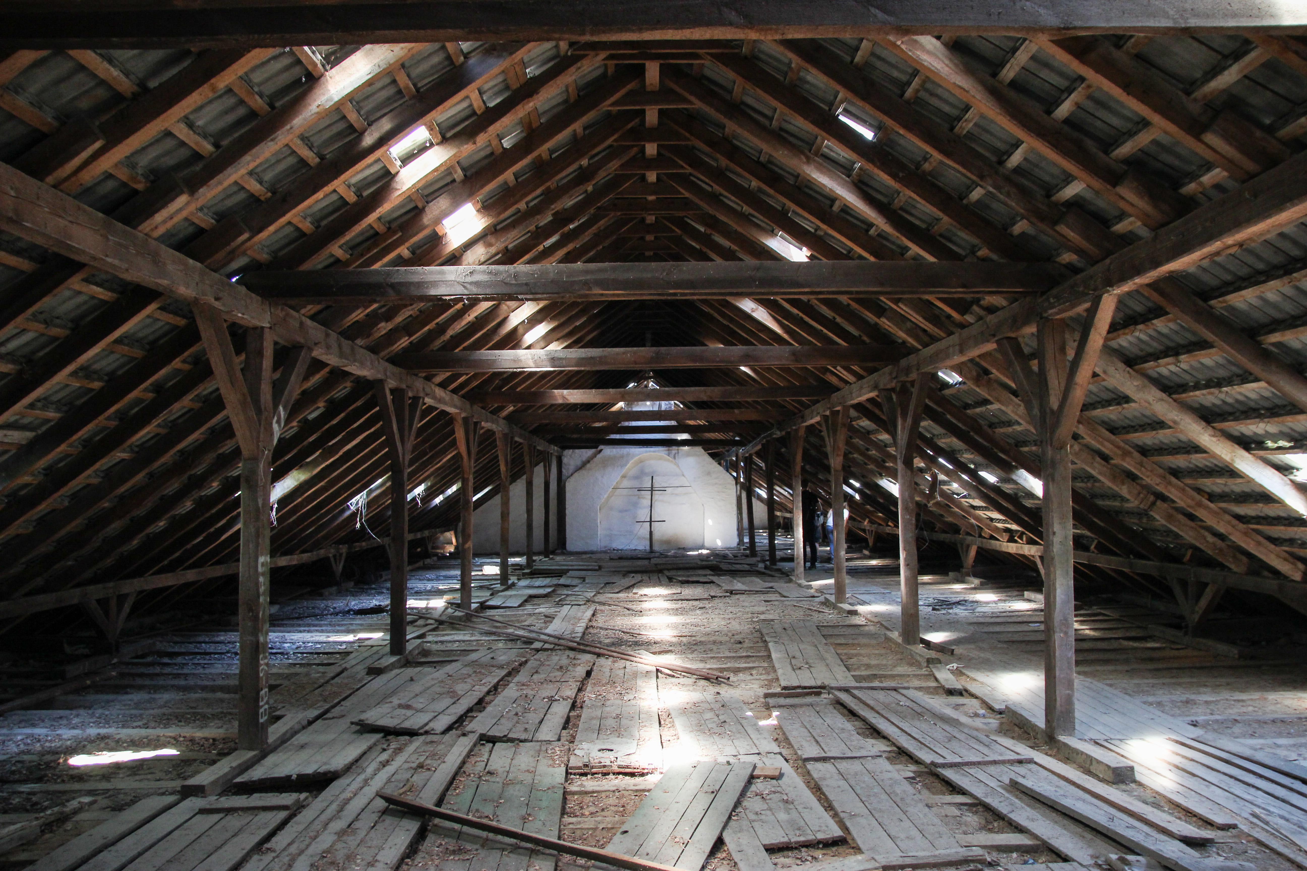abandoned, wood - material, ceiling, face, no people, germany, housing, old, industry, empty, attic, creepy, photo, day, metal, pattern, long, building, HD Wallpaper