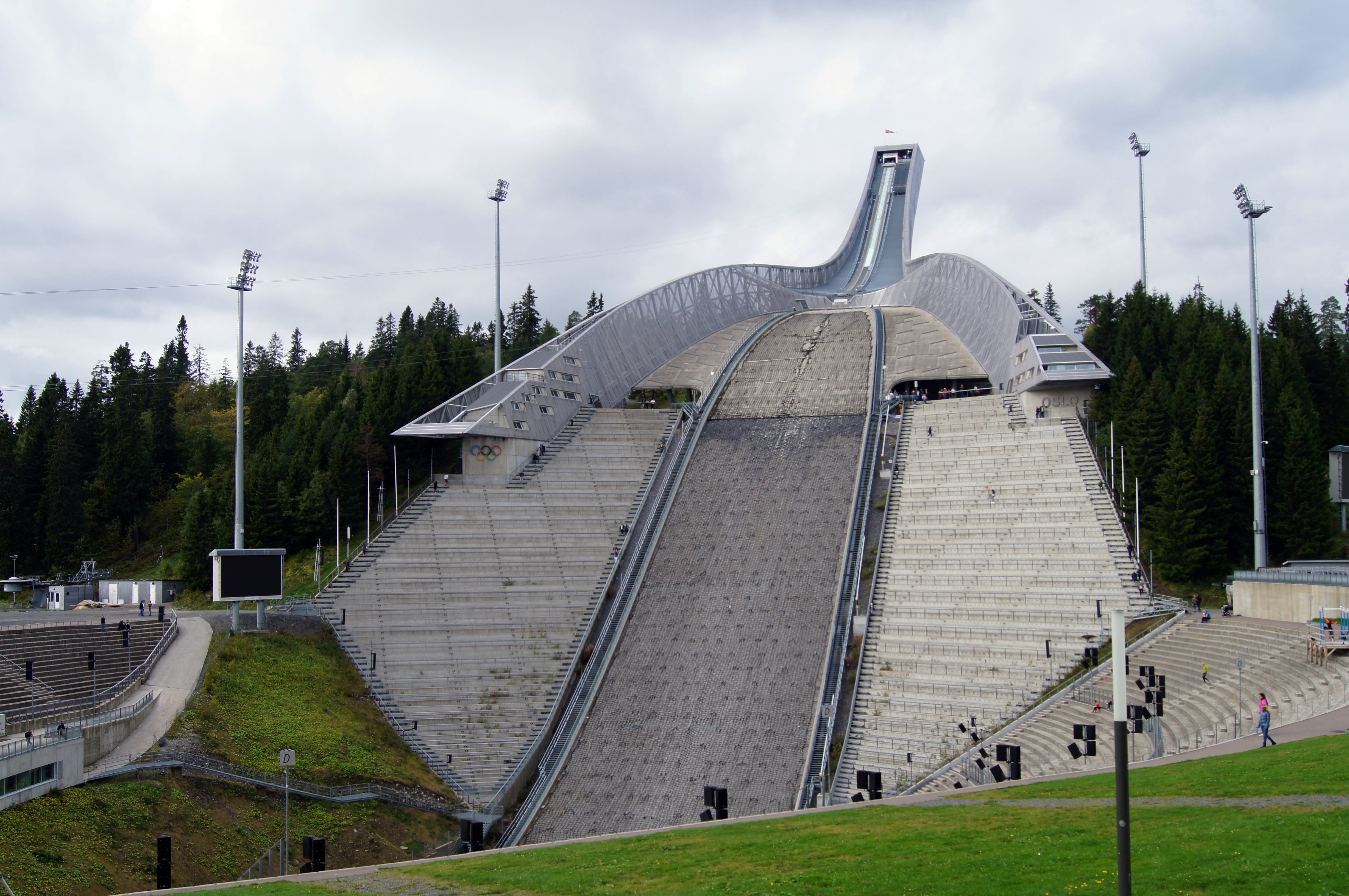 travel, tree, no people, cloud - sky, tourism, ski jump, outdoors, ski jumping, architecture, built structure, winter sports, travel destinations, building exterior, HD Wallpaper
