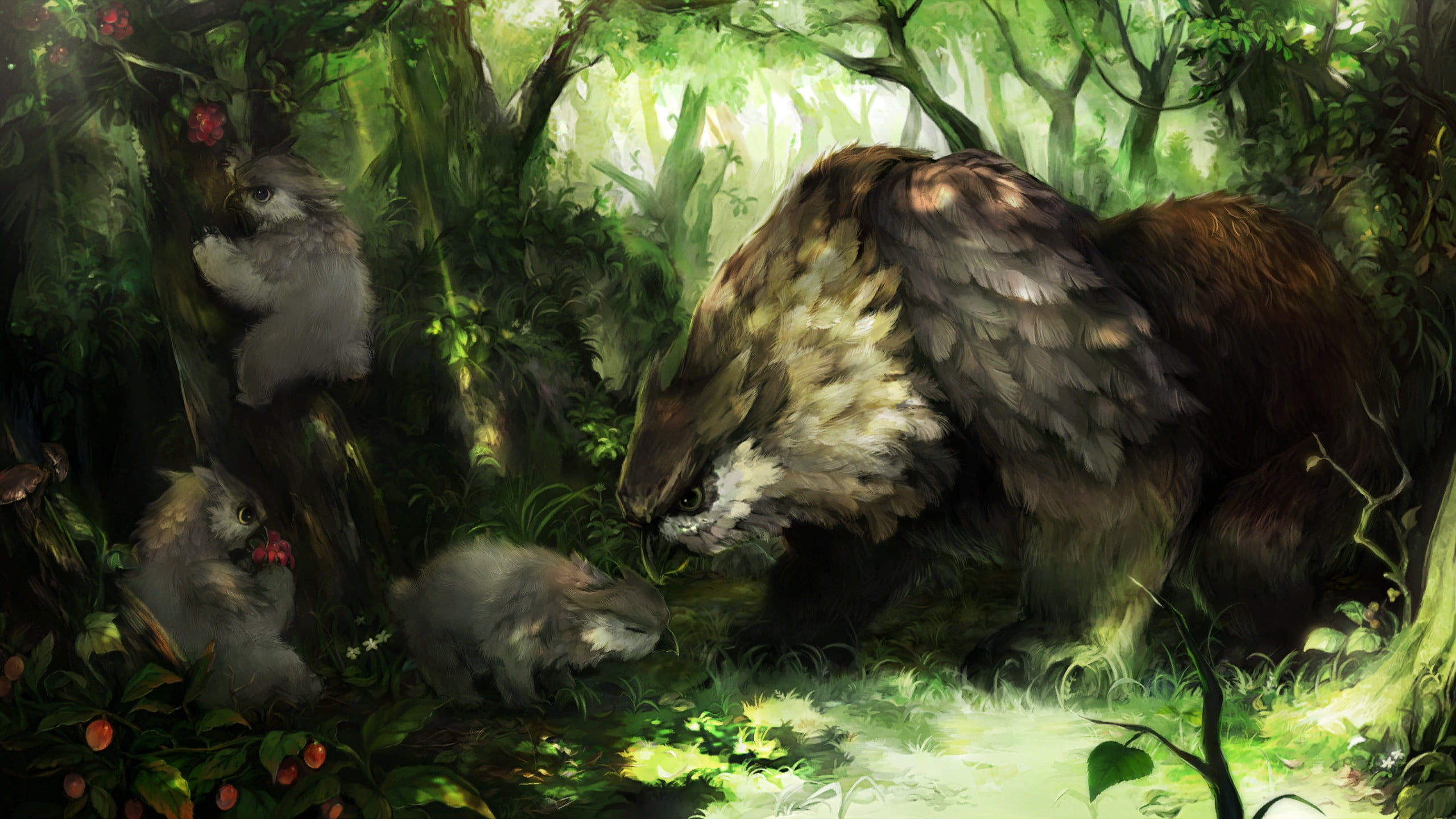 animal, no people, digital, young bird, bird, animals, animal wildlife, young animal, Owlbear, Dragons Crown, animals in the wild, animal family, brown, HD Wallpaper