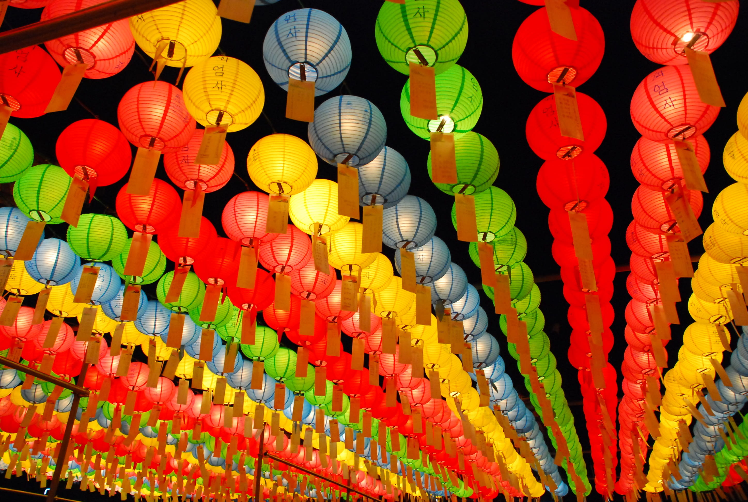 multi colored, hope, decoration, lighting equipment, prayer, hwaeomsa, chinese lantern, chinese lantern festival, lantern, genesis, in a row, no people, HD Wallpaper