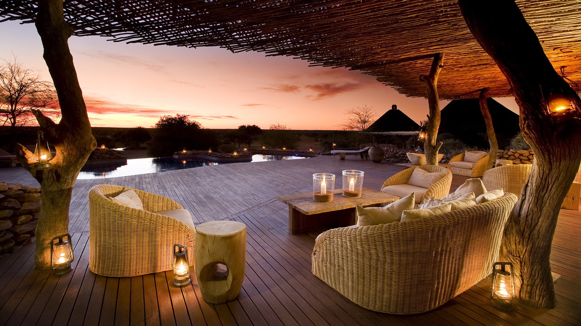 1080P, white, hotel, household equipment, restaurant, celebration, architecture, wicker, luxury, wood - Material, cafe, wealth, chair, swimming pool, glass, HD Wallpaper