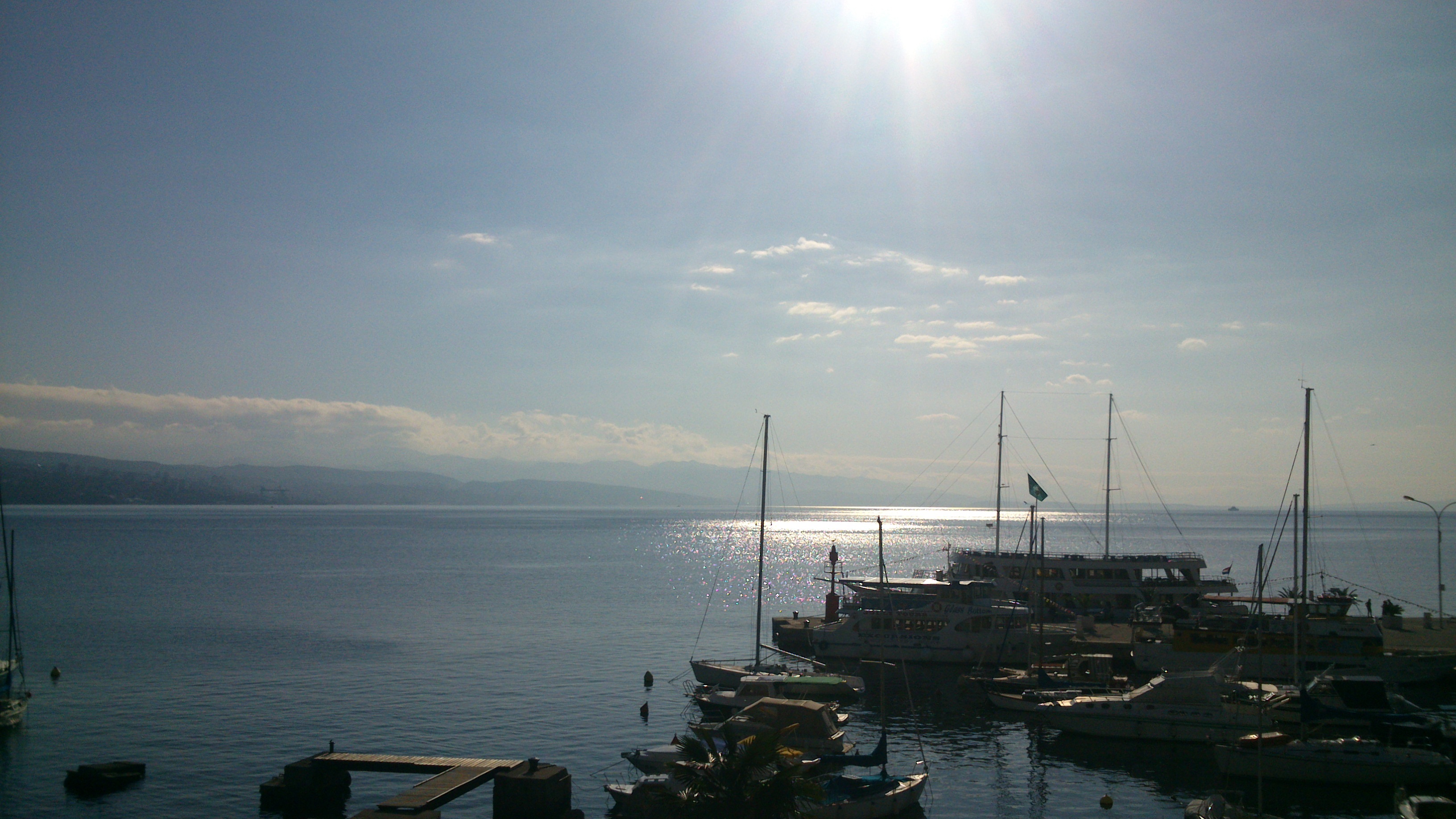 2K, lens flare, yacht, abbazia, seaside, nature, port, opatija, water, sunlight, city, coast, summer, scenics - nature, cloud - sky, outdoors, moored, HD Wallpaper