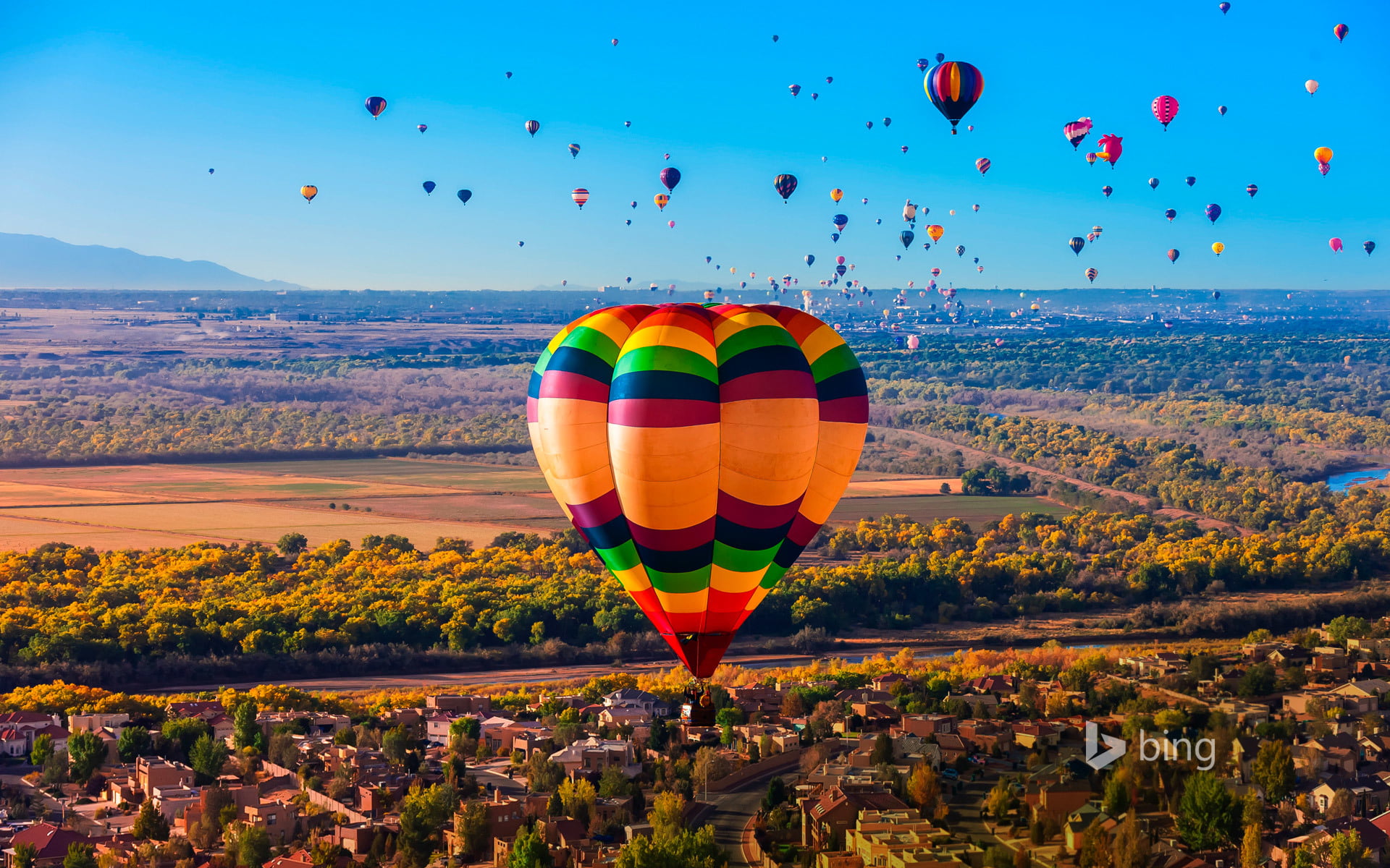 New Mexico, environment, nature, hot, travel, ballooning festival, transportation, air vehicle, hot air balloon, mountain, landscape, scenics - nature, HD Wallpaper