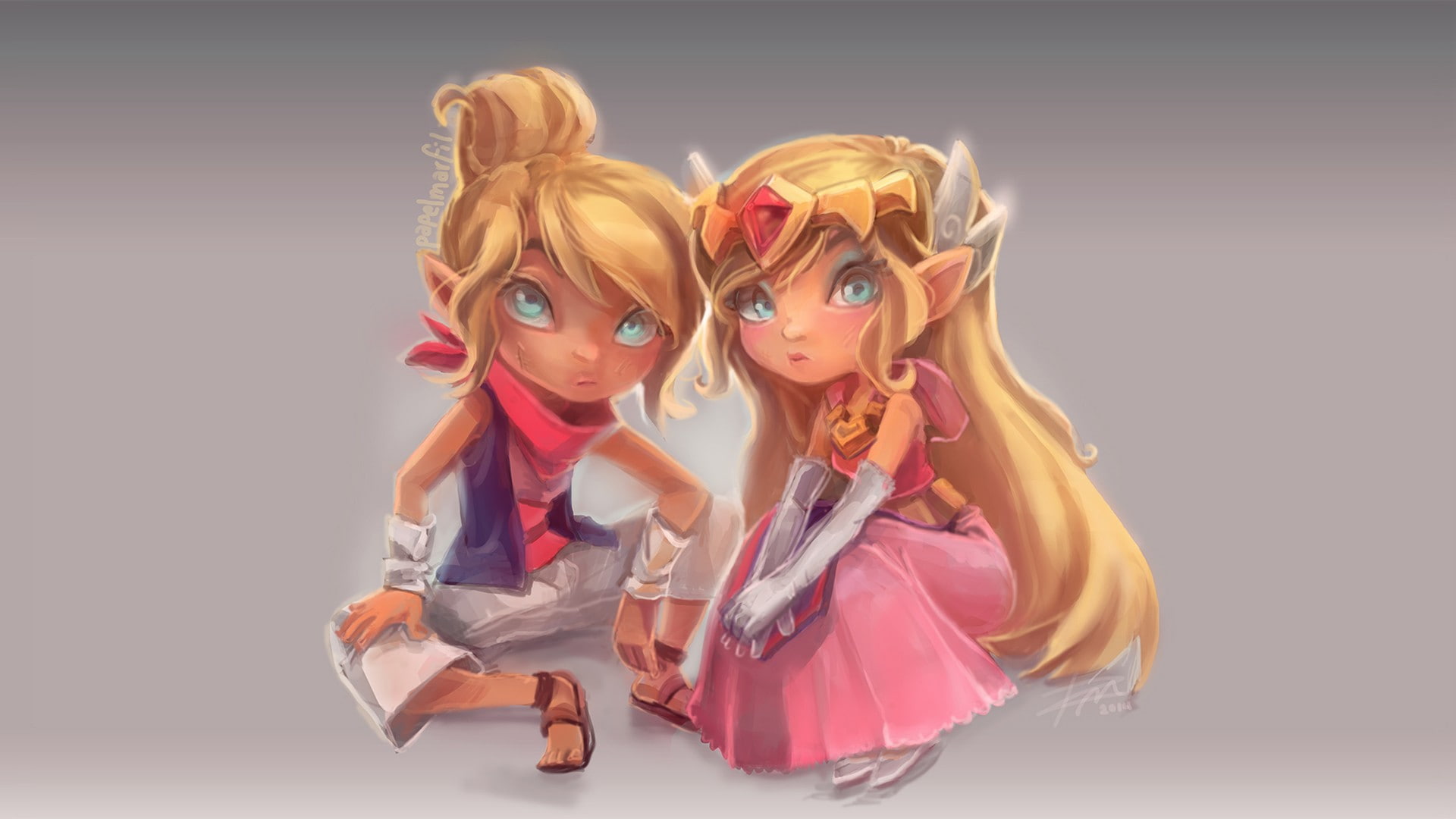 Princess Zelda, watermarked, The Legend of Zelda, simple background, 1080P, Link, HD Wallpaper