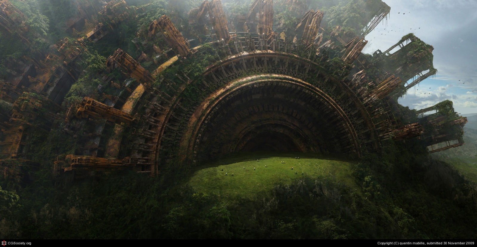 history, outdoors, industry, built structure, tree, fantasy art, damaged, wheel, deterioration, ruined, landscape, the past, decline, no people, day, 720P, HD Wallpaper