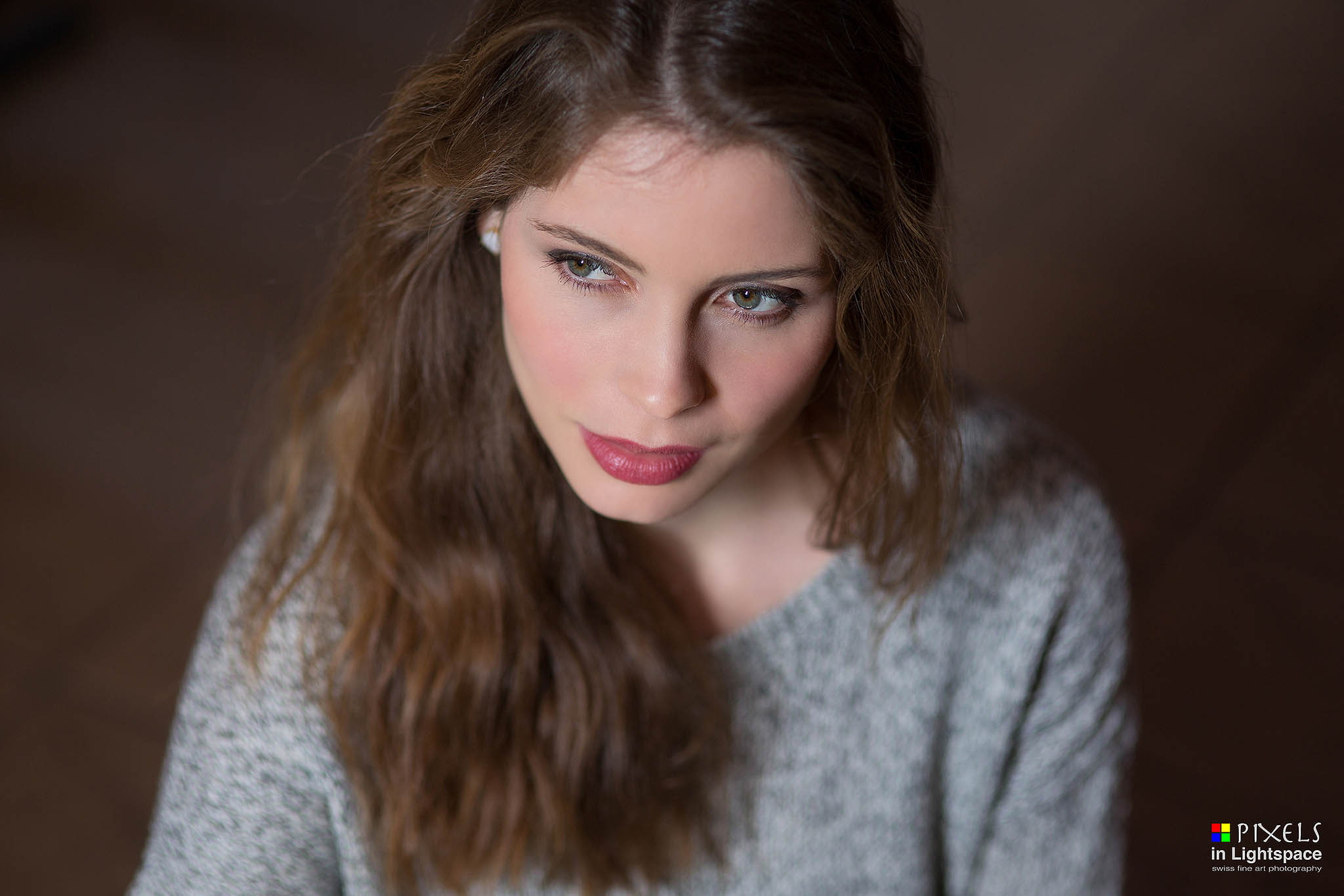 hazel eyes, portrait, adult, watermarked, long hair, beauty, casual clothing, women, model, 1080P, looking at camera, headshot, hairstyle, beautiful woman, HD Wallpaper