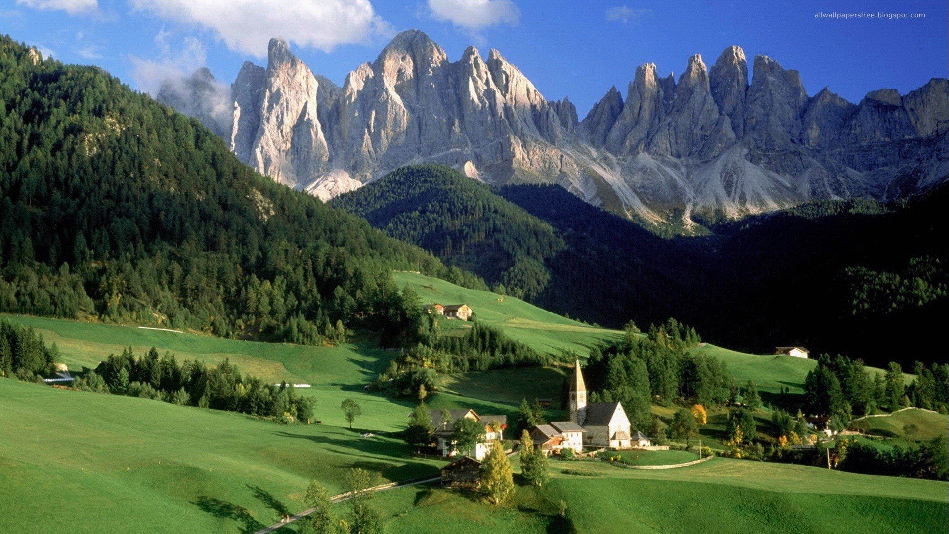mountains, austria, clocktowers, alps, 1080P, landscapes, HD Wallpaper