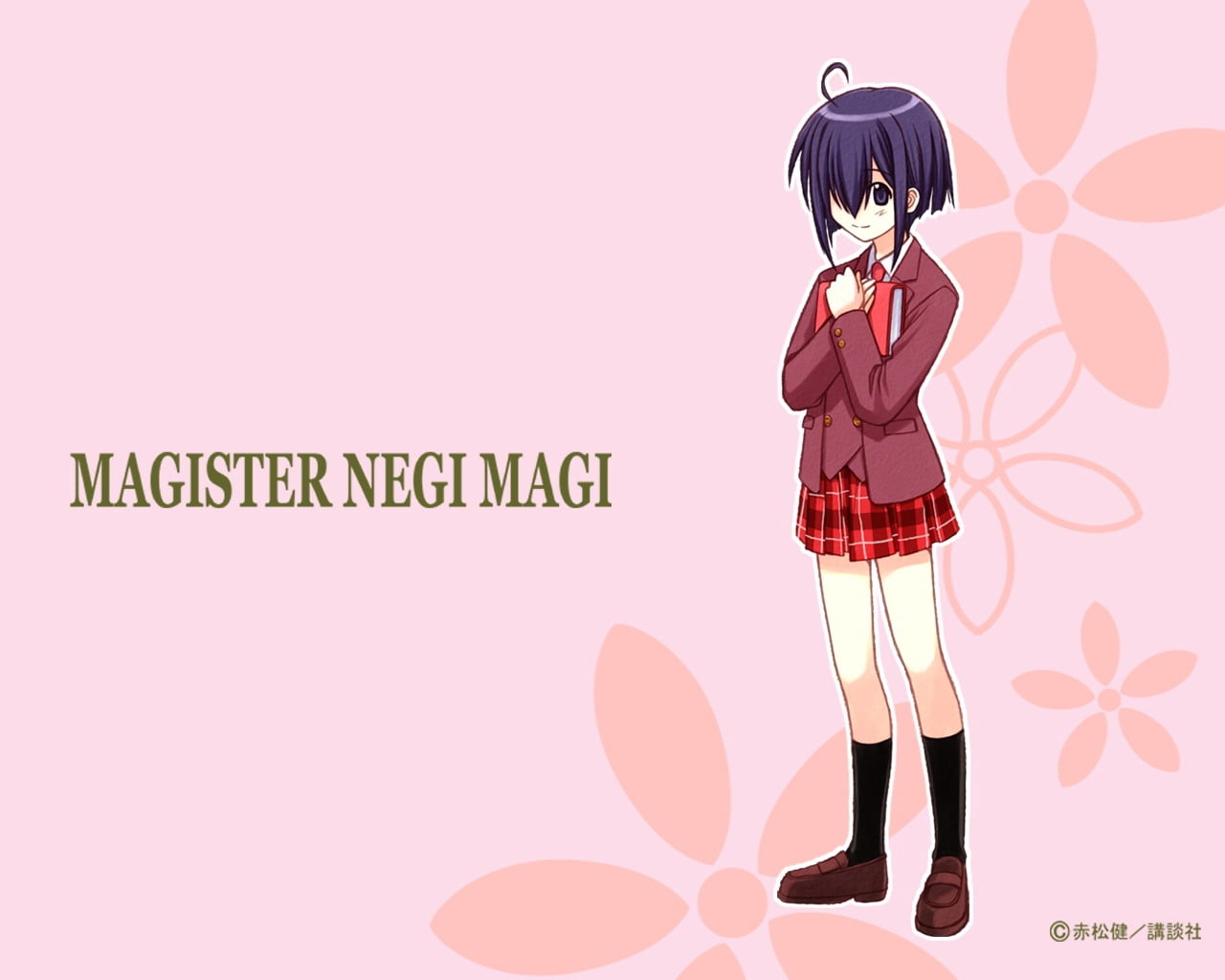 pink color, school uniforms, mahou sensei negima, copy space, girls, child, teenager, childhood, negi, skirt, 720P, text, adult, communication, sign, front view, HD Wallpaper