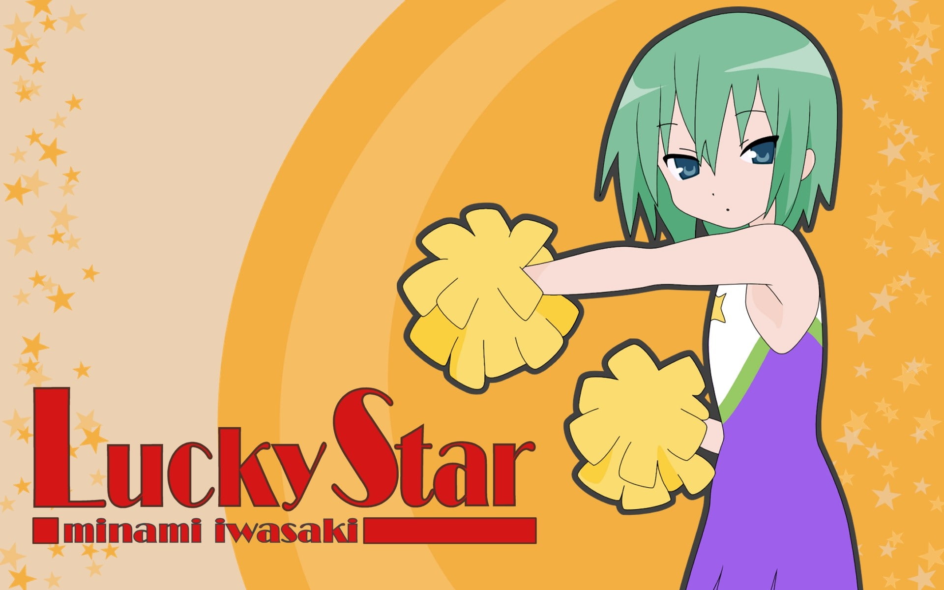representation, communication, nature, wall - building feature, Iwasaki Minami, yellow, text, Lucky Star, women, anime girls, child, 1080P, one person, HD Wallpaper