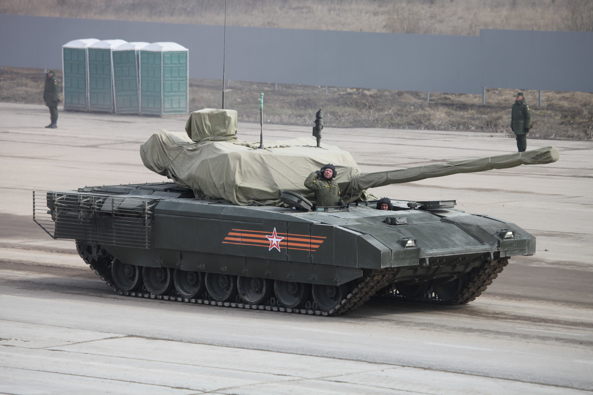 T-14, armor, tank, day, mode of transportation, nature, military, outdoors, armed forces, 1080P, real people, incidental people, land vehicle, transportation, HD Wallpaper
