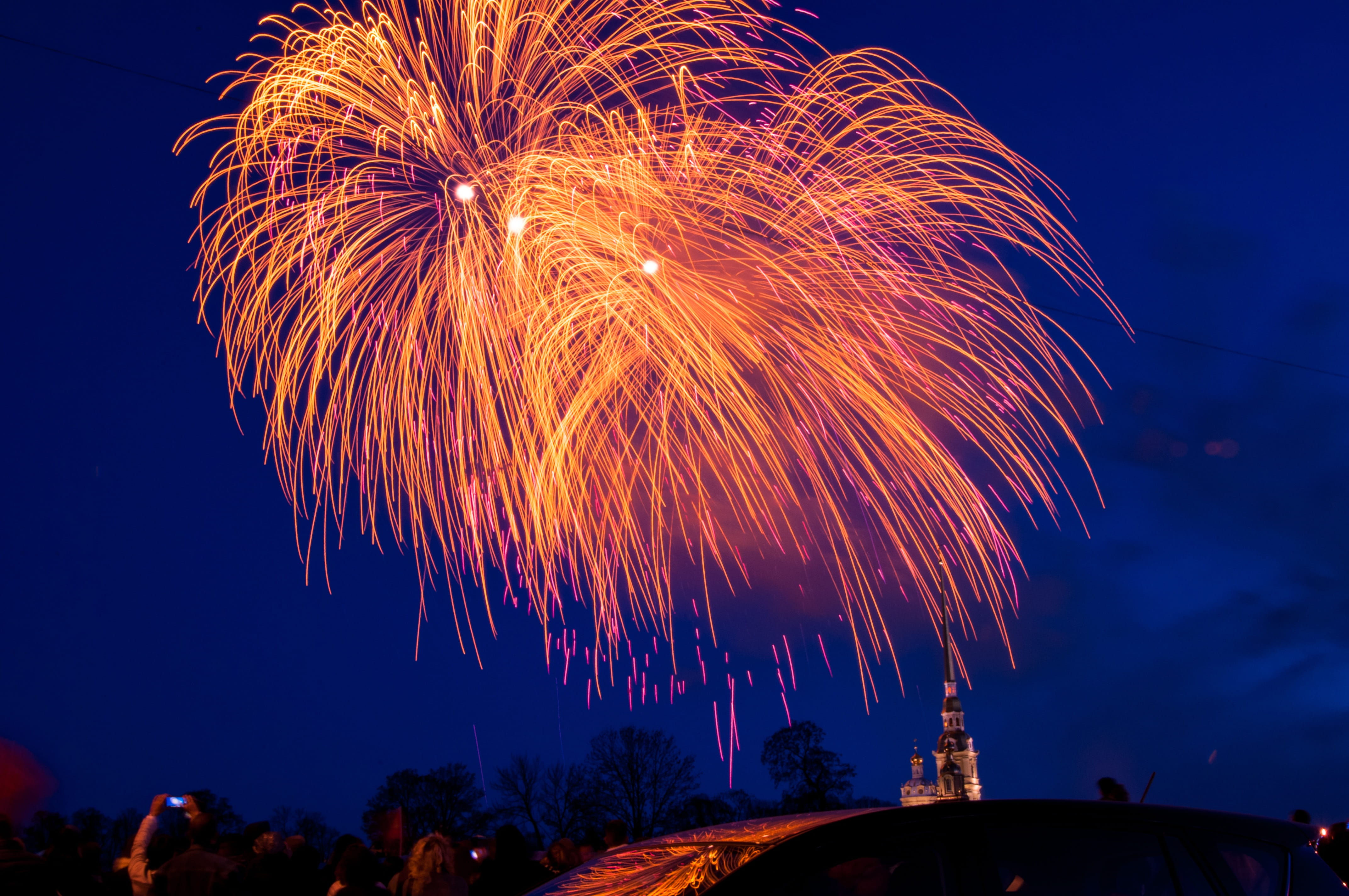 blurred motion, history, motion, outdoors, exploding, petersburg, nature, building exterior, firework display, arts culture and entertainment, in the sky, HD Wallpaper