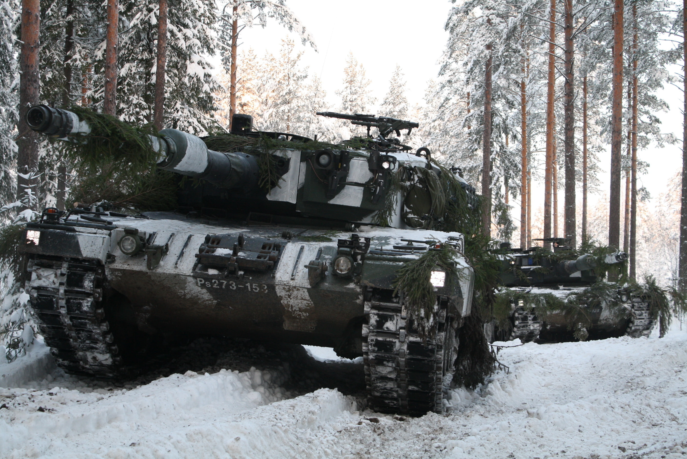 winter, military, day, army, nature, transportation, land, Winter Forest, weapon, 2K, armed forces, Leopard 2, snow, German, armored tank, no people, tank, HD Wallpaper
