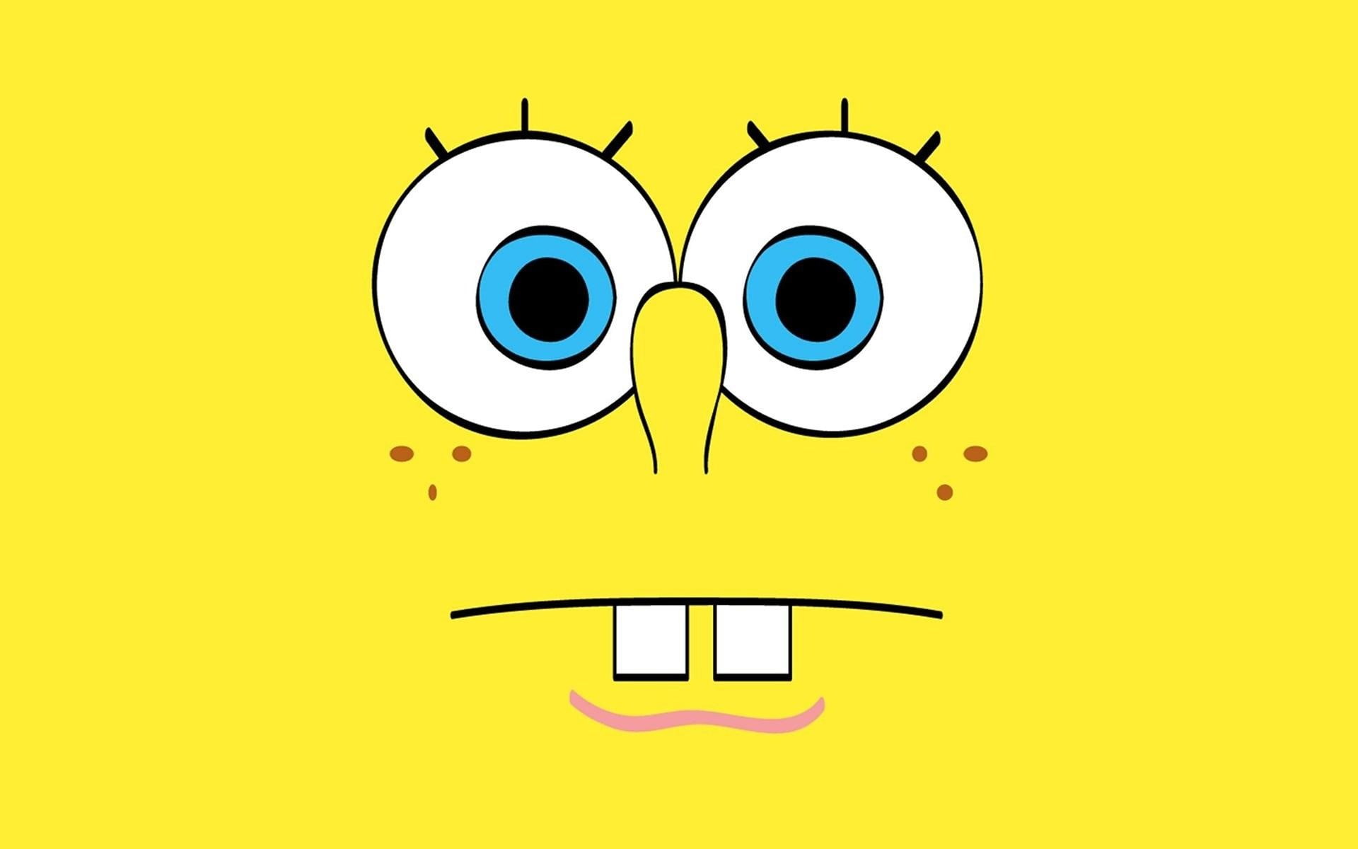 black color, characters, studio shot, desktop, yellow, representation, no people, squarepants, art, anthropomorphic smiley face, wallpa, cartoon, art and craft, HD Wallpaper