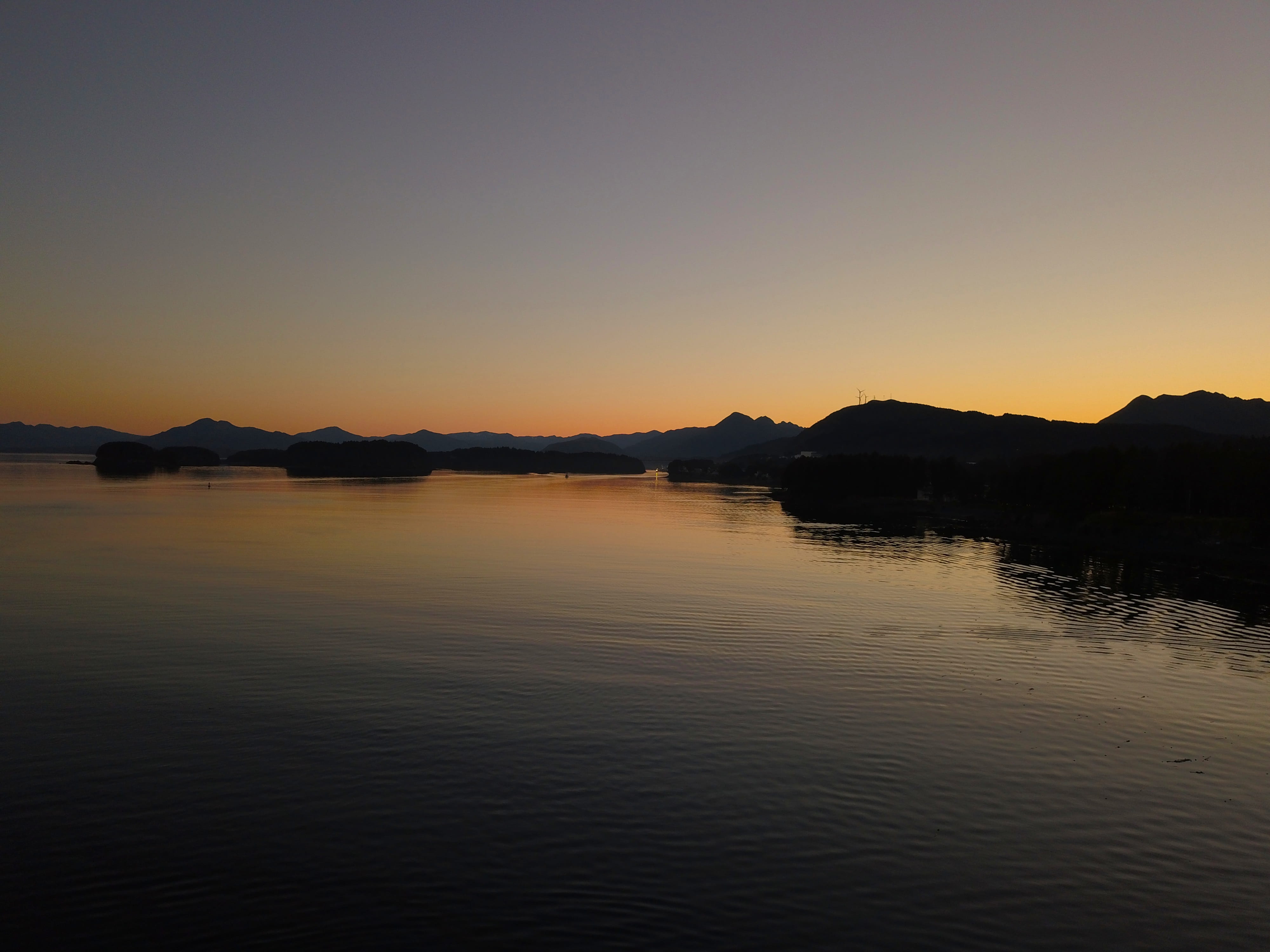 outdoors, silhouette, water, alaska, copy space, 4K, no people, orange color, scenic, sea, sunset, beauty in nature, nature, waterfront, sky, reflection, HD Wallpaper