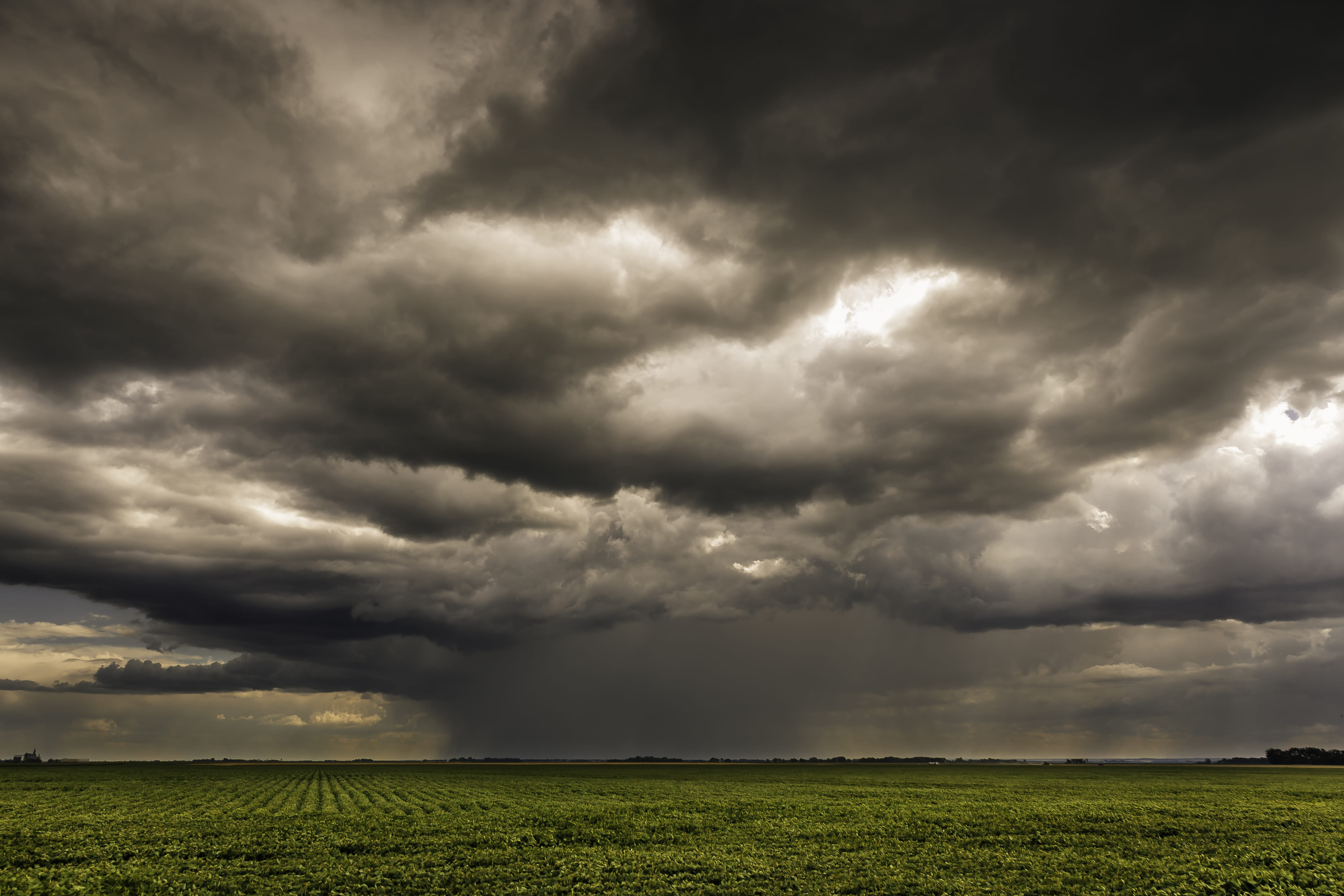 dramatic sky, cloud - sky, storm, environment, canada, field, outdoors, sky, clouds, extreme weather, fields, prairies, nature, power in nature, land, 5K, HD Wallpaper