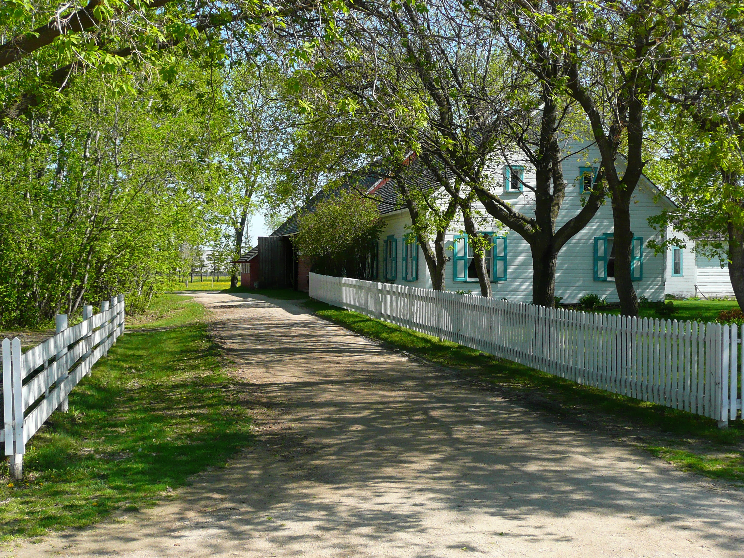 nature, mennonite heritage village, old, Alley, direction, tree, growth, manitoba, trees, footpath, outdoors, bridge, building, railing, footbridge, connection, HD Wallpaper