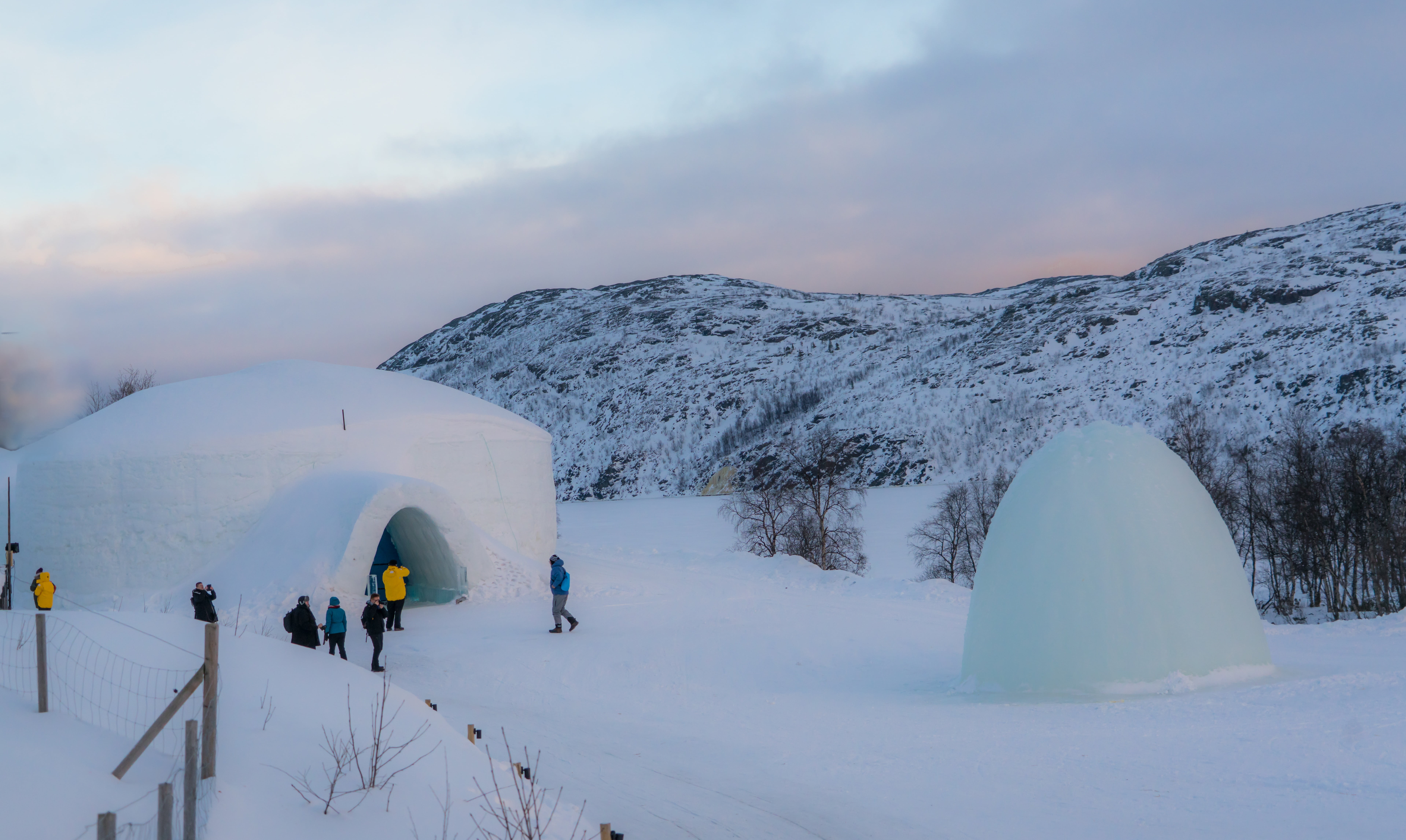 snowhotel, group of people, snowcapped mountain, winter, clouds, outdoors, scenic, igloo, cold, mountain, leisure activity, kirkenes, environment, daytime, HD Wallpaper
