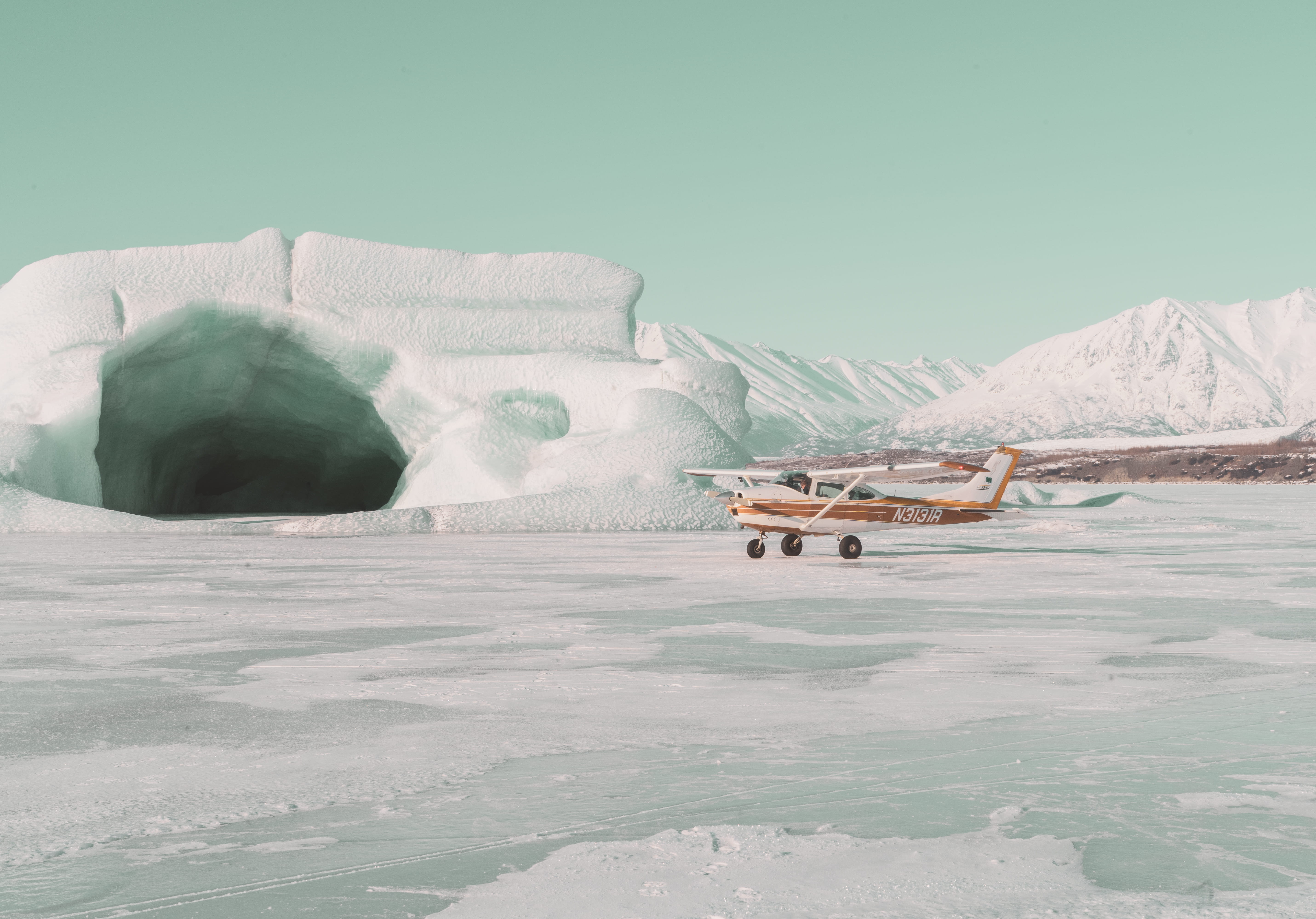scenics - nature, nautical vessel, airplane, cold temperature, no people, water, animal, cave, mammal, polar bear, aircraft, transportation, winter, outdoors, HD Wallpaper