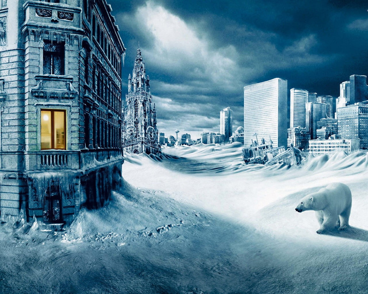 white, street, extreme weather, building, snow, building exterior, nature, ice, office building exterior, motion, beauty in nature, polar, frozen, walking, HD Wallpaper
