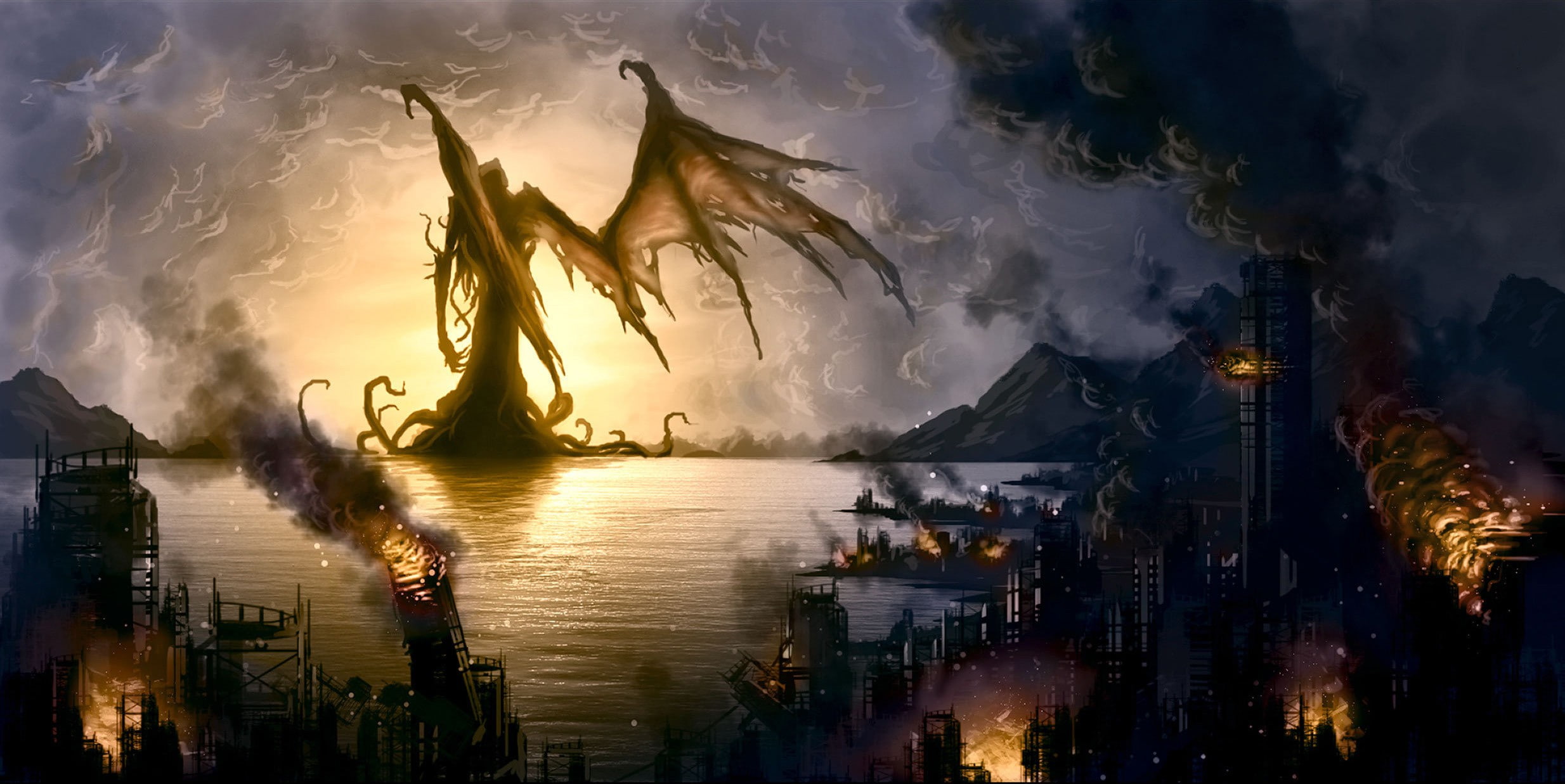 1080P, destruction, demon, fantasy art, HD Wallpaper