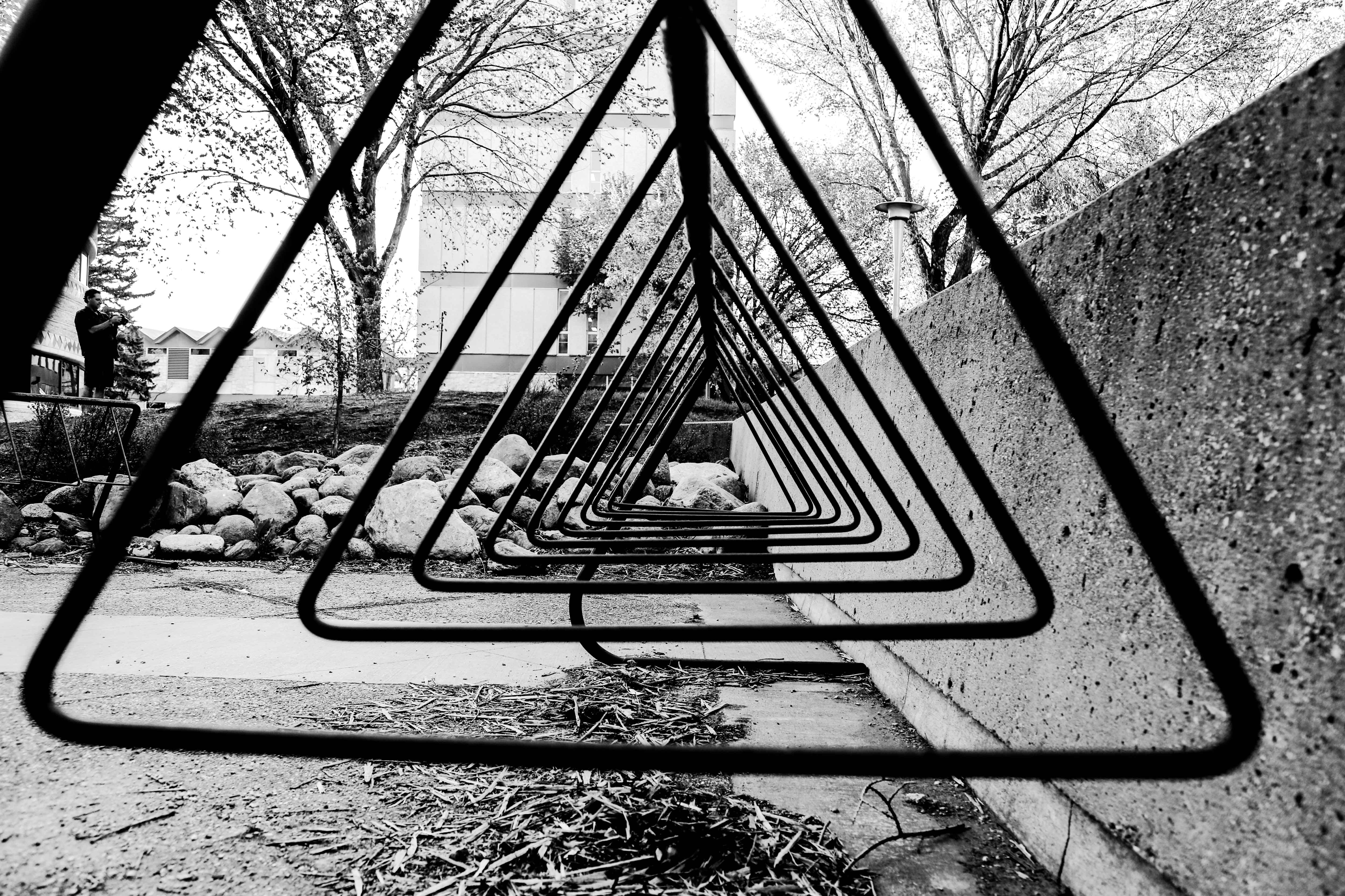 bike stand, park, tree trunk, trunk, university of saskatchewan, park - man made space, day, swing, architecture, canada, saskatoon, built structure, uni walk, HD Wallpaper