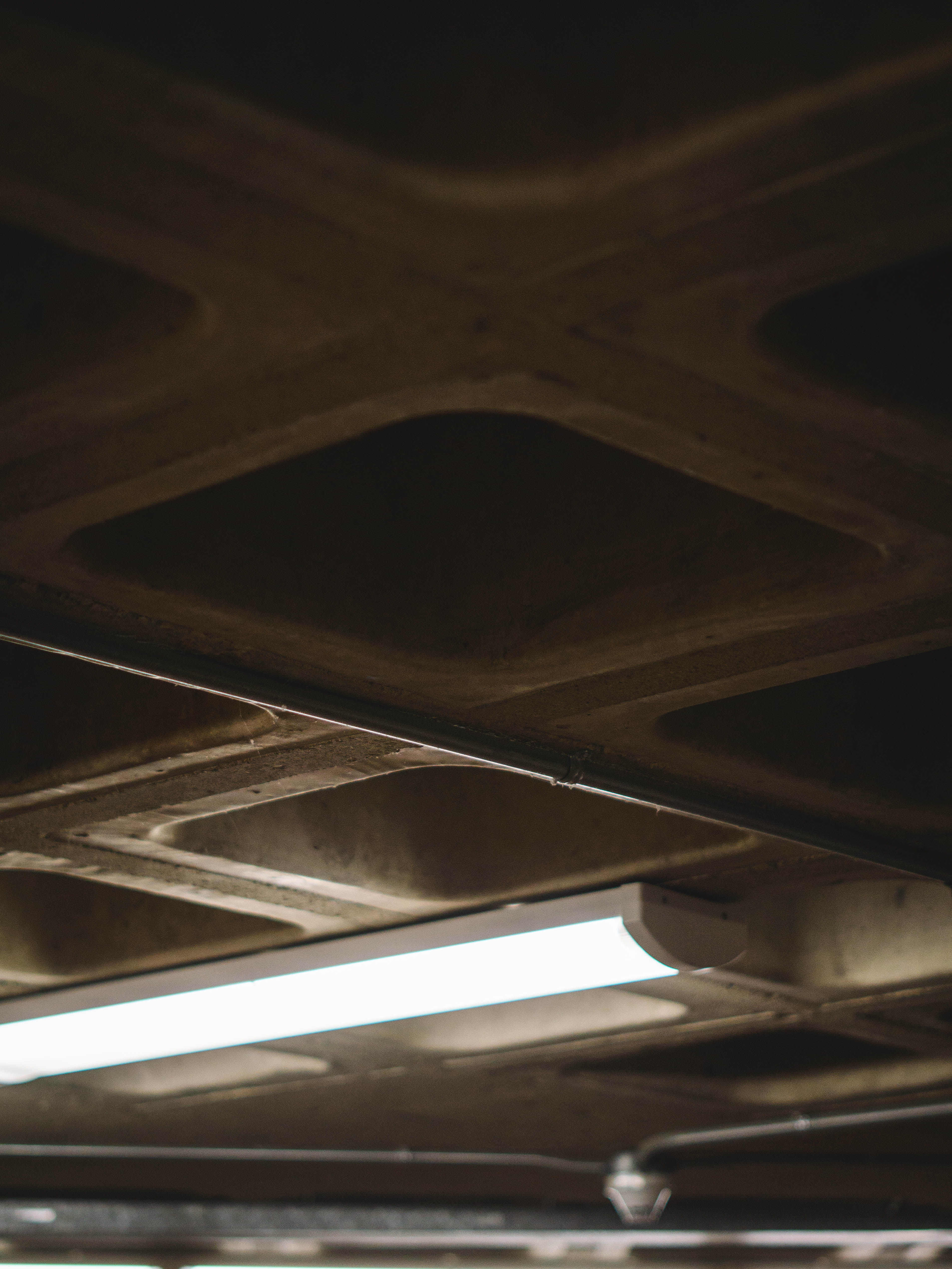 transportation, road, car, indoors, low angle view, connection, night, housing, overpass, furniture, girder, mode of transportation, pattern, ceiling, illuminated, Phone HD Wallpaper