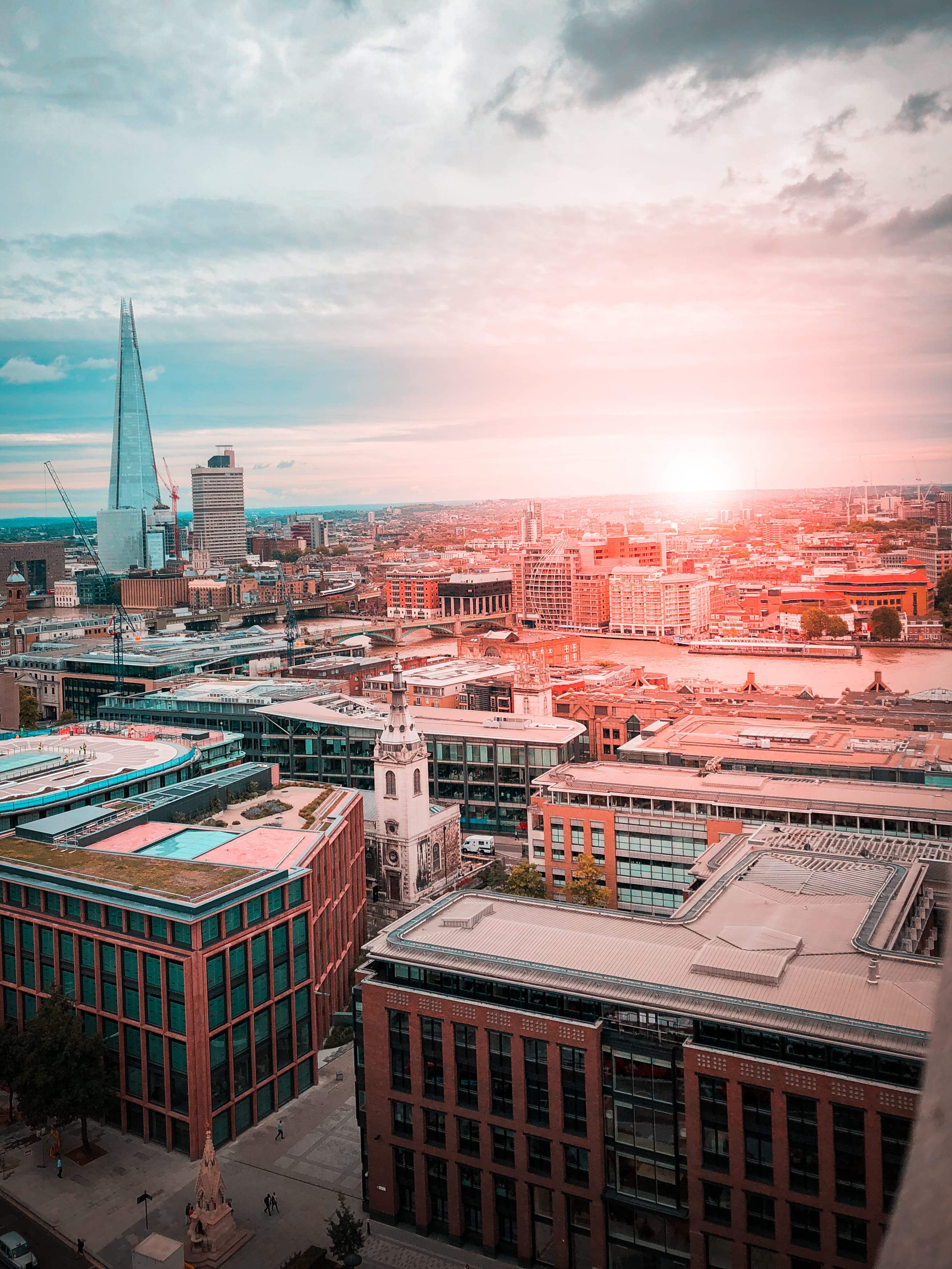 landscape, nature, person, office building, building, financial district, brown, day, countryside, steeple, high angle view, urban skyline, built structure, Phone HD Wallpaper