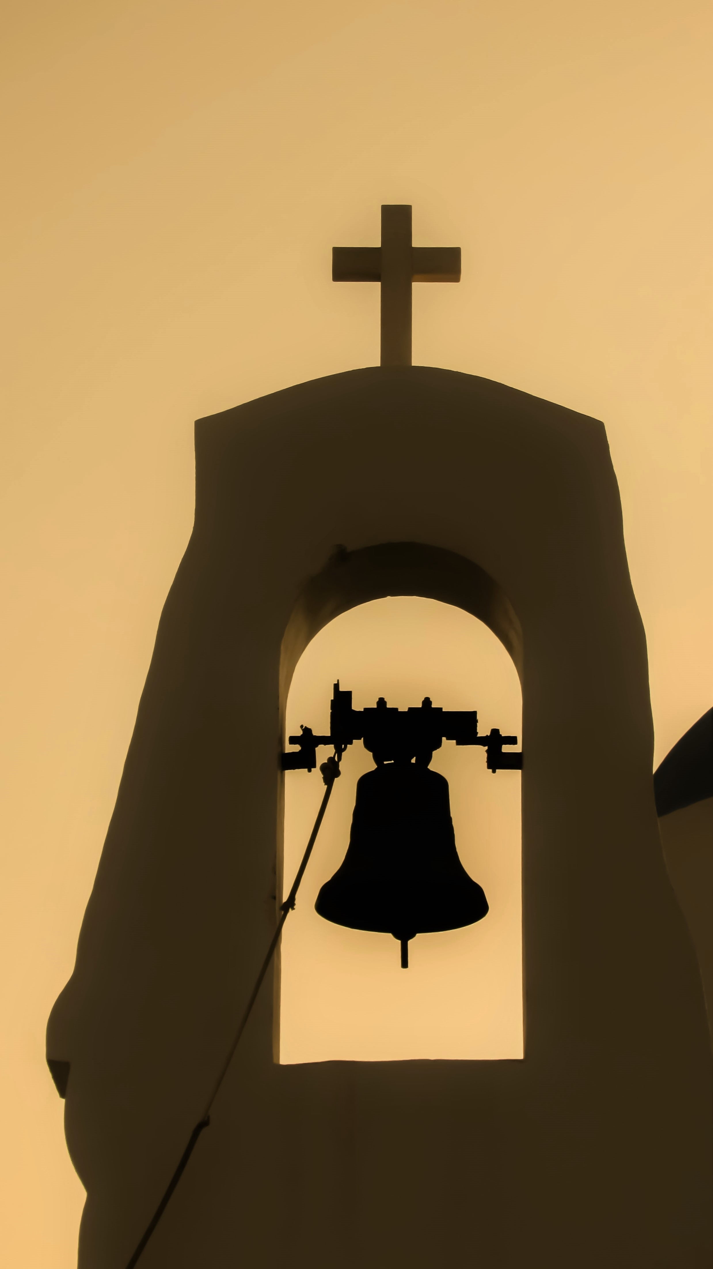 building, holy, cyprus, clear sky, architecture, cemetery, silhouette, sacred, cathedral, cross, place of worship, light, bell, belief, sky, low angle view, Phone HD Wallpaper