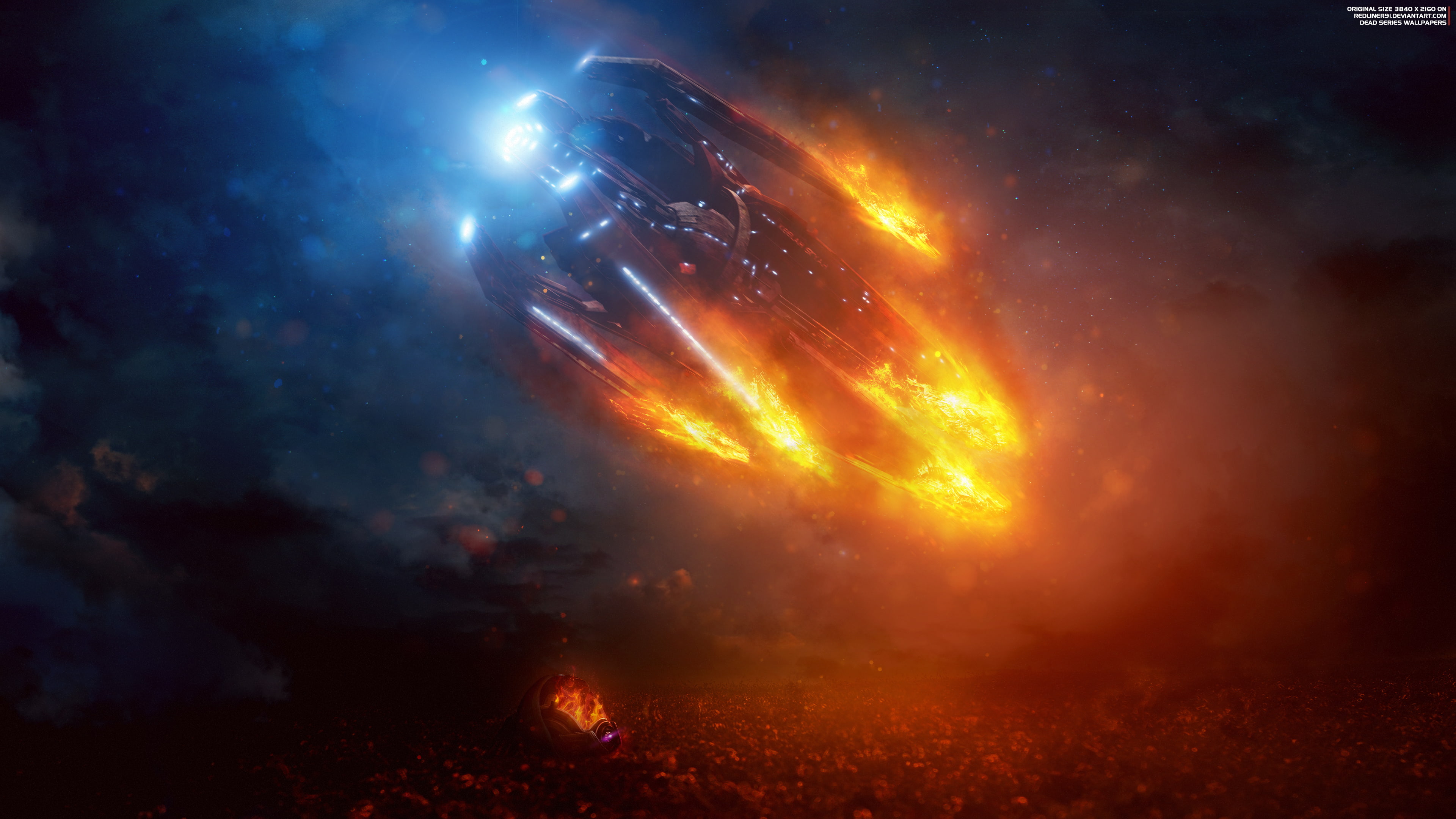 Sci-Fi, explosive, firework, heat - temperature, fire - natural phenomenon, firework - man made object, 4K, sky, communication, fire, nature, 4K, Mass Effect: Andromeda, HD Wallpaper