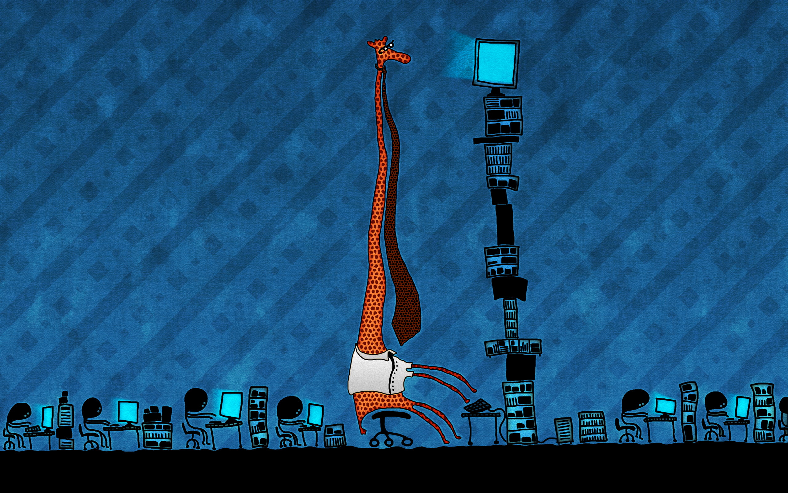 2K, artistic, staff, office, giraffe, HD Wallpaper