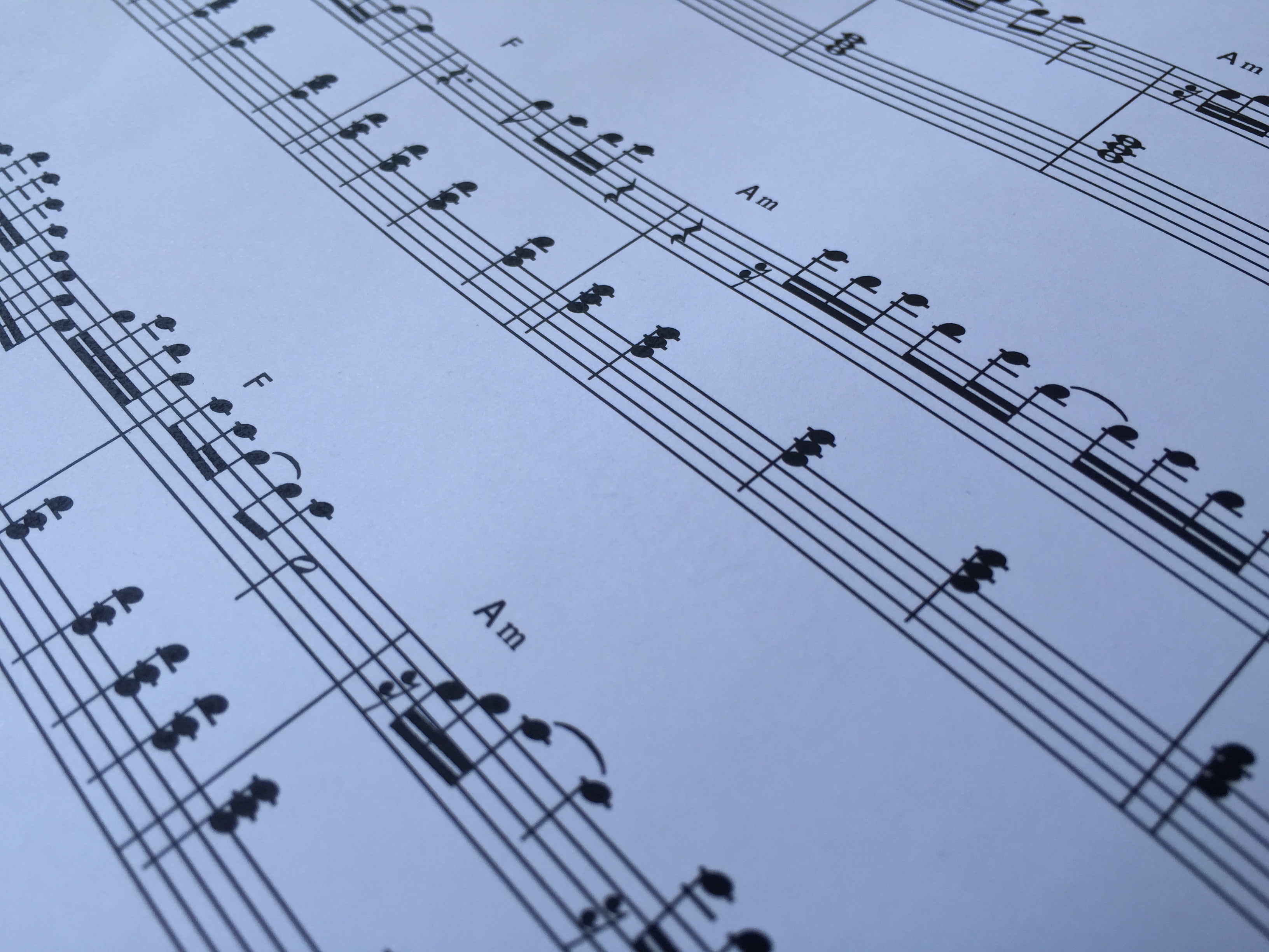staves, still life, classical music, pattern, musical, paper, musical instrument, close-up, communication, 2K, piece of music, compose, composition, clef, HD Wallpaper