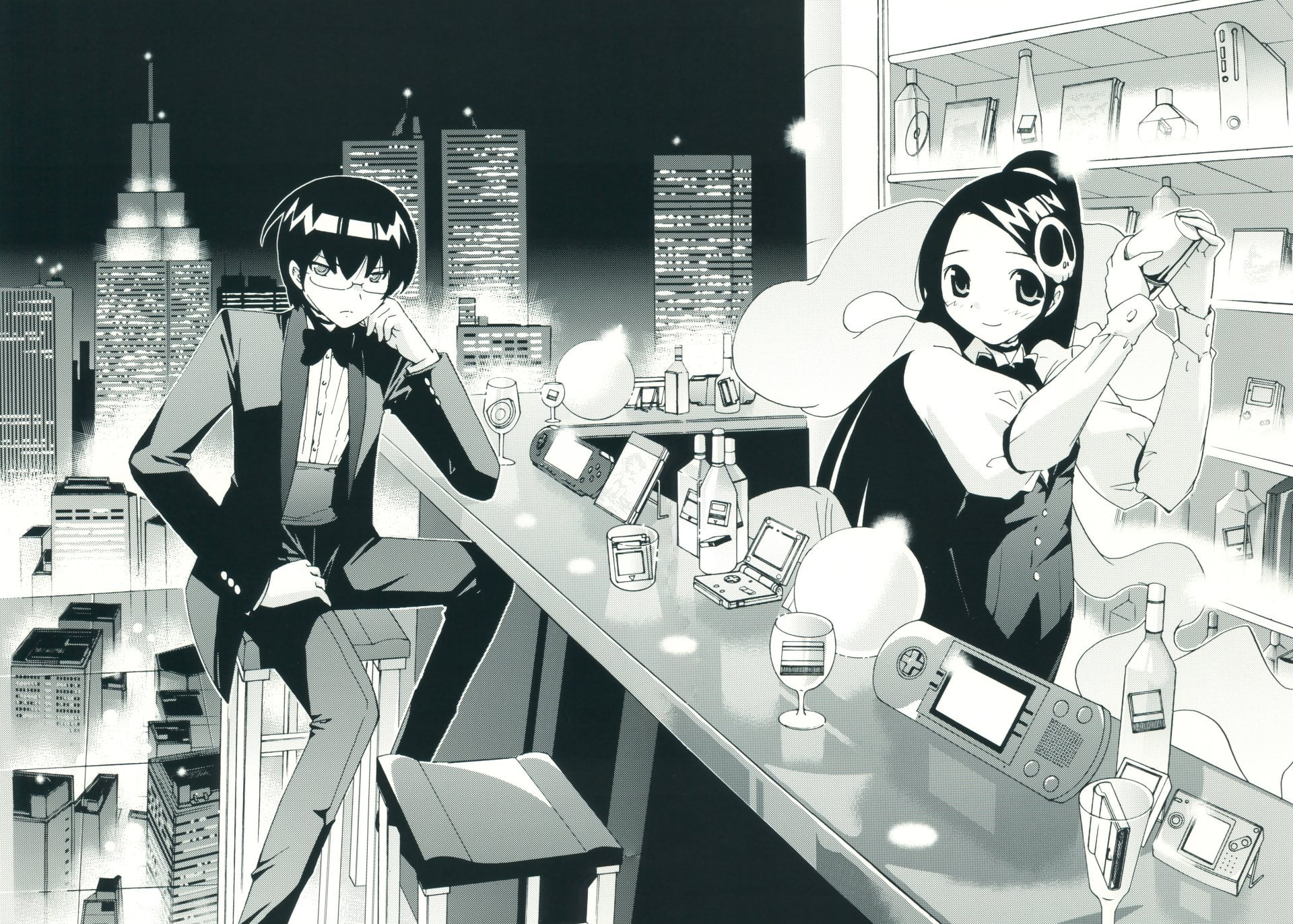 Elucia de Lute Ima, The World God Only Knows, digital composite, technology, office, architecture, Keima Katsuragi, transparent, city, built structure, HD Wallpaper