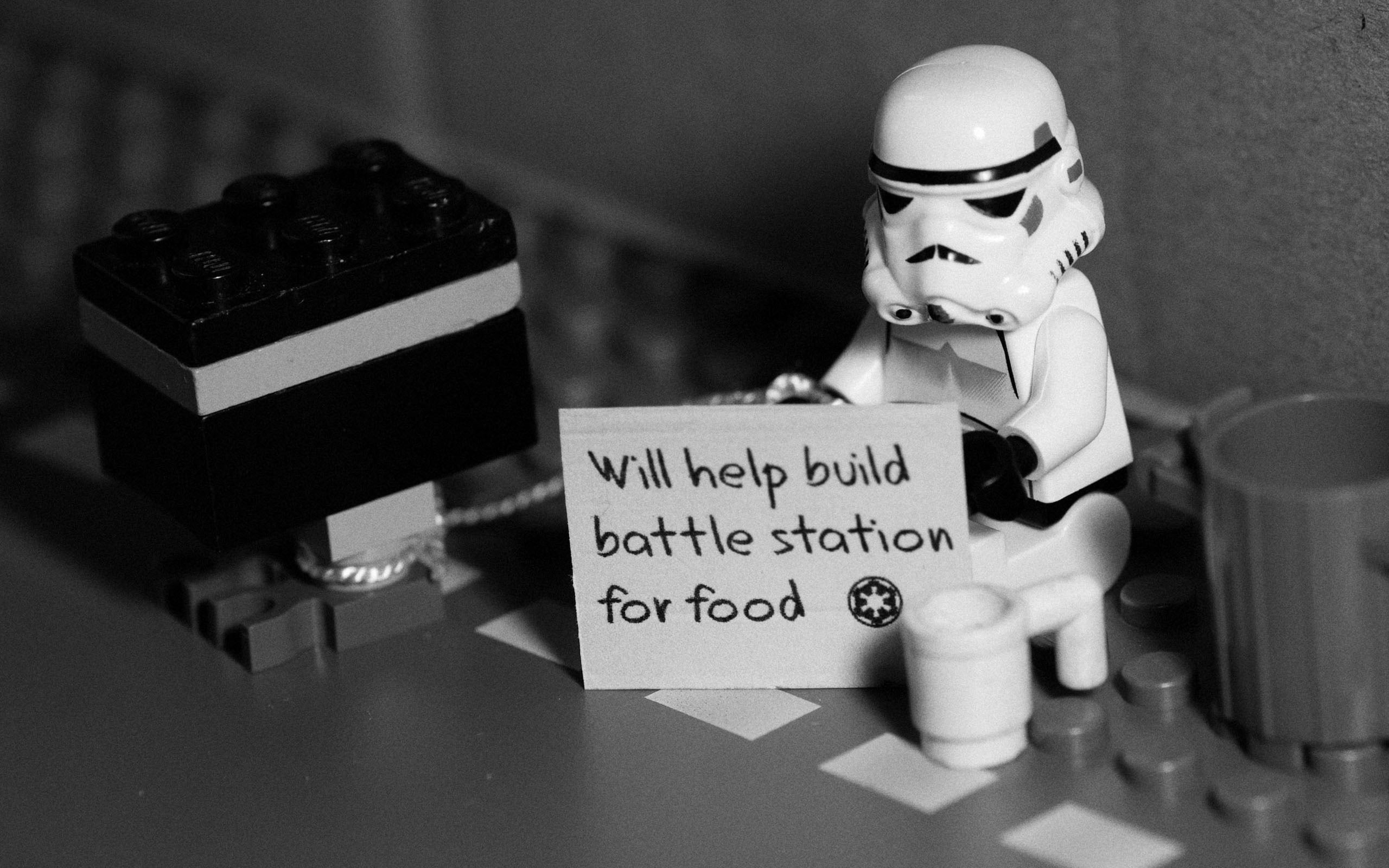 Lego, photo, attack, stromtrooper, communication, creativity, female likeness, human representation, no people, western script, representation, desk, unemployed, HD Wallpaper