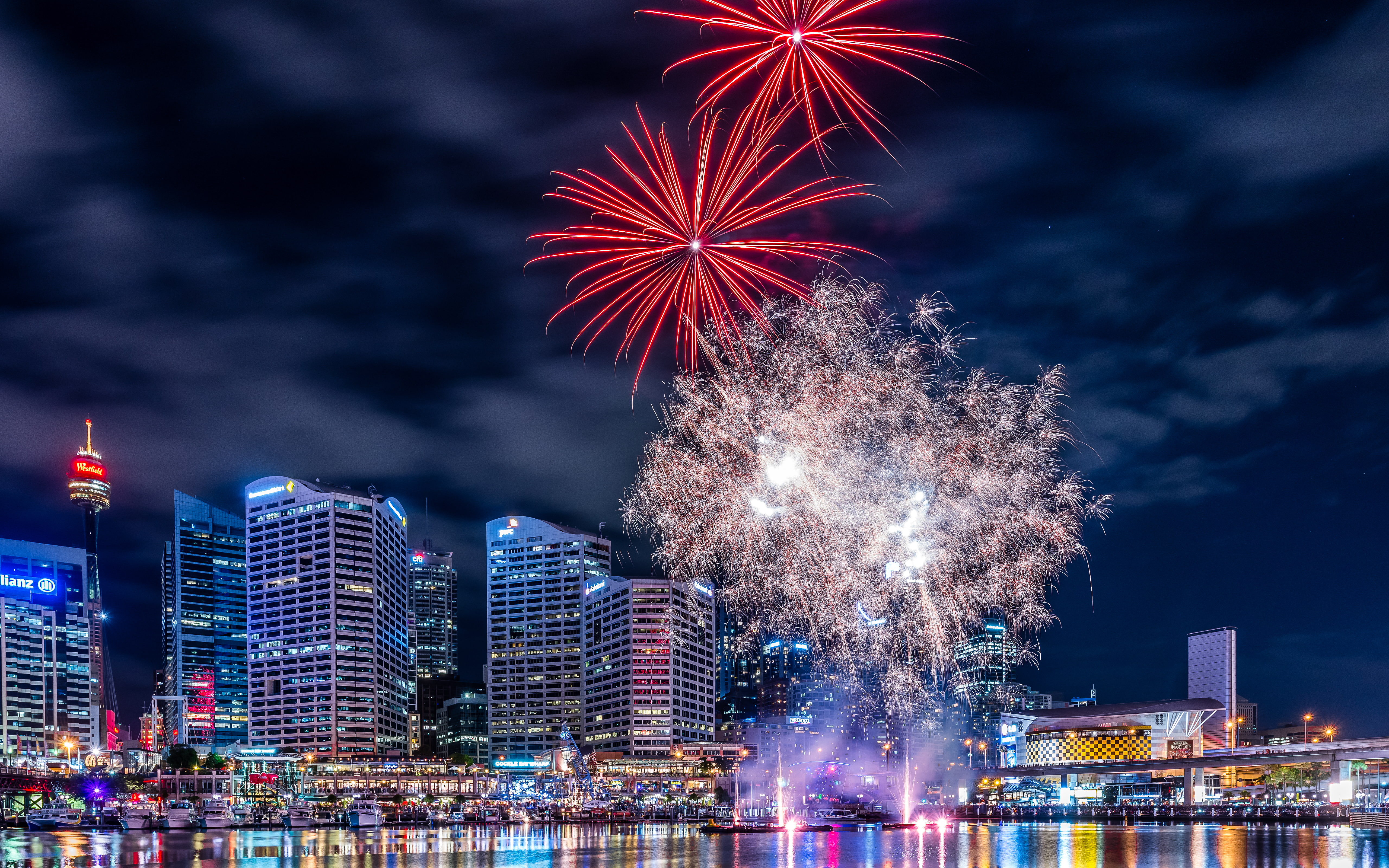 water, long exposure, harbour, harbors, no people, skyscraper, darkblue, event, sky, arts culture and entertainment, darling, cityscape, citylights, building exterior, HD Wallpaper